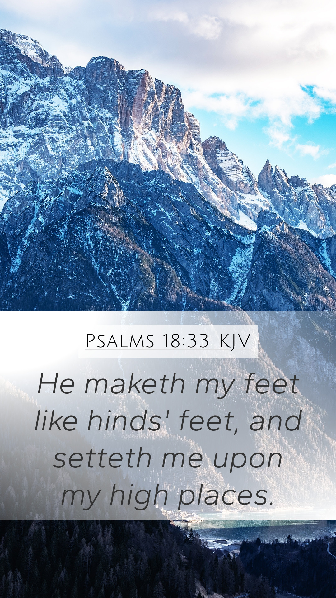 Psalms 18:33 KJV Mobile Phone Wallpaper maketh my feet like hinds' feet, and setteth