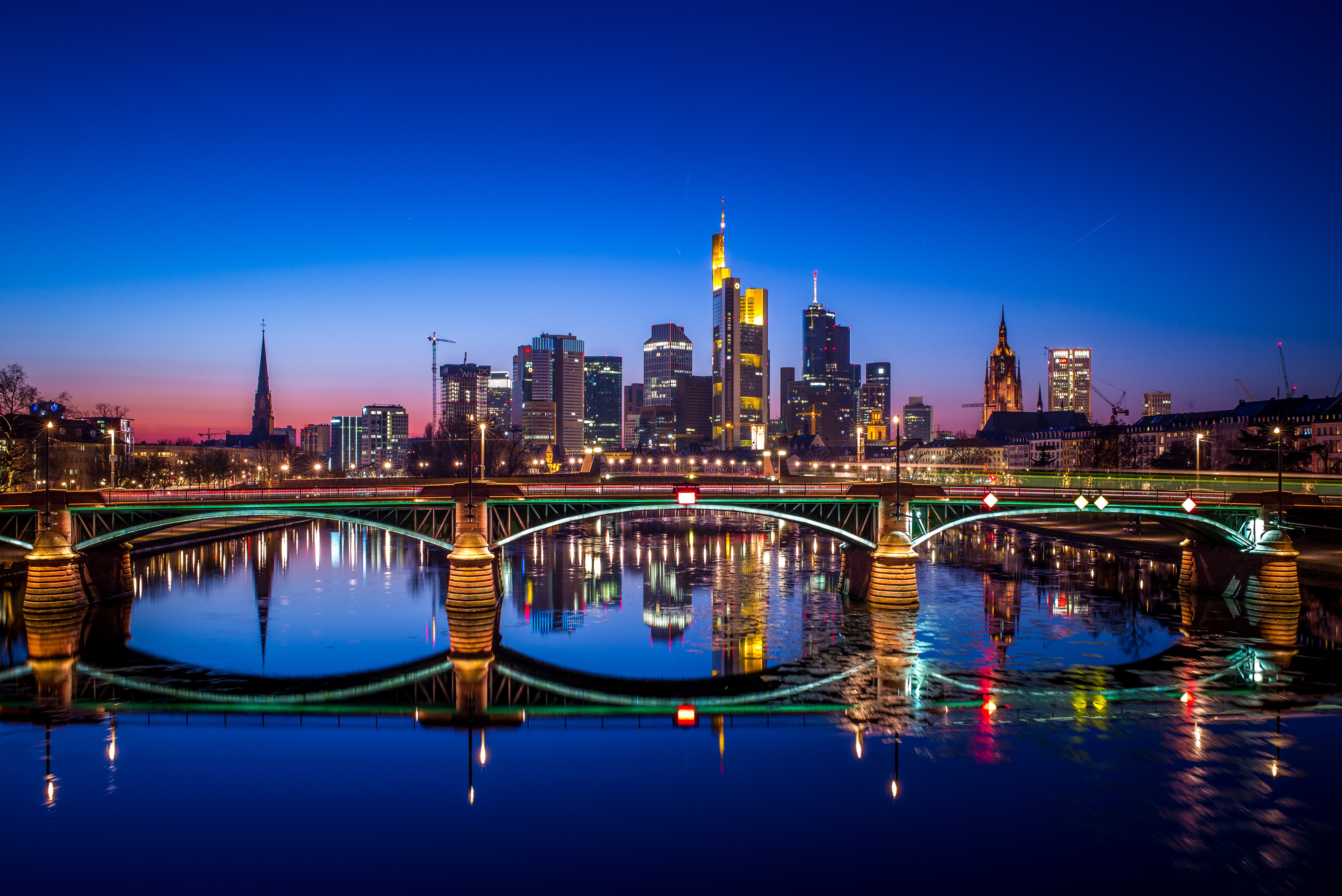 Frankfurt, Germany, Nightscape, 4K Gallery HD Wallpaper