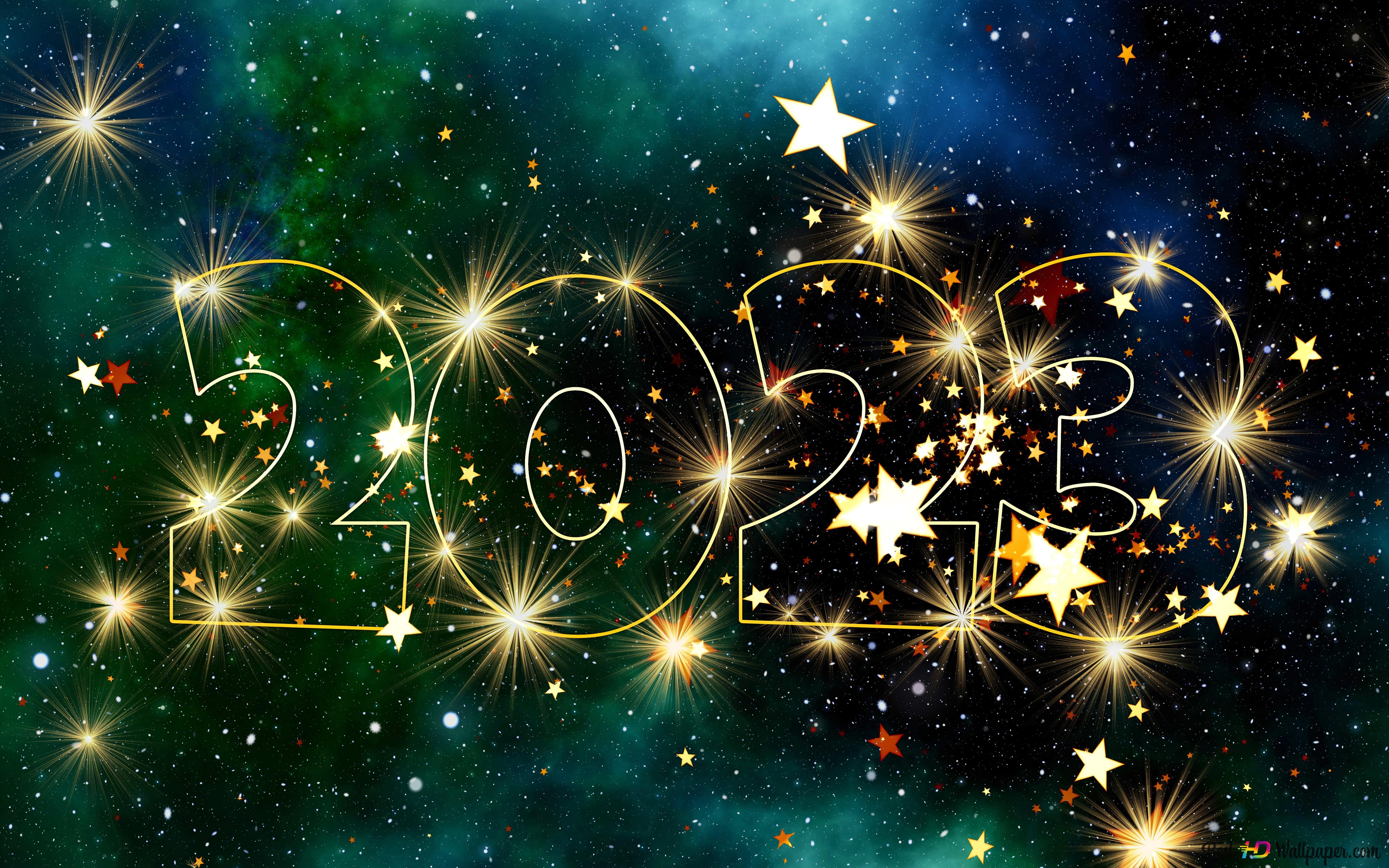 2023 lettering made of stars and a background with the universe 6K wallpaper download