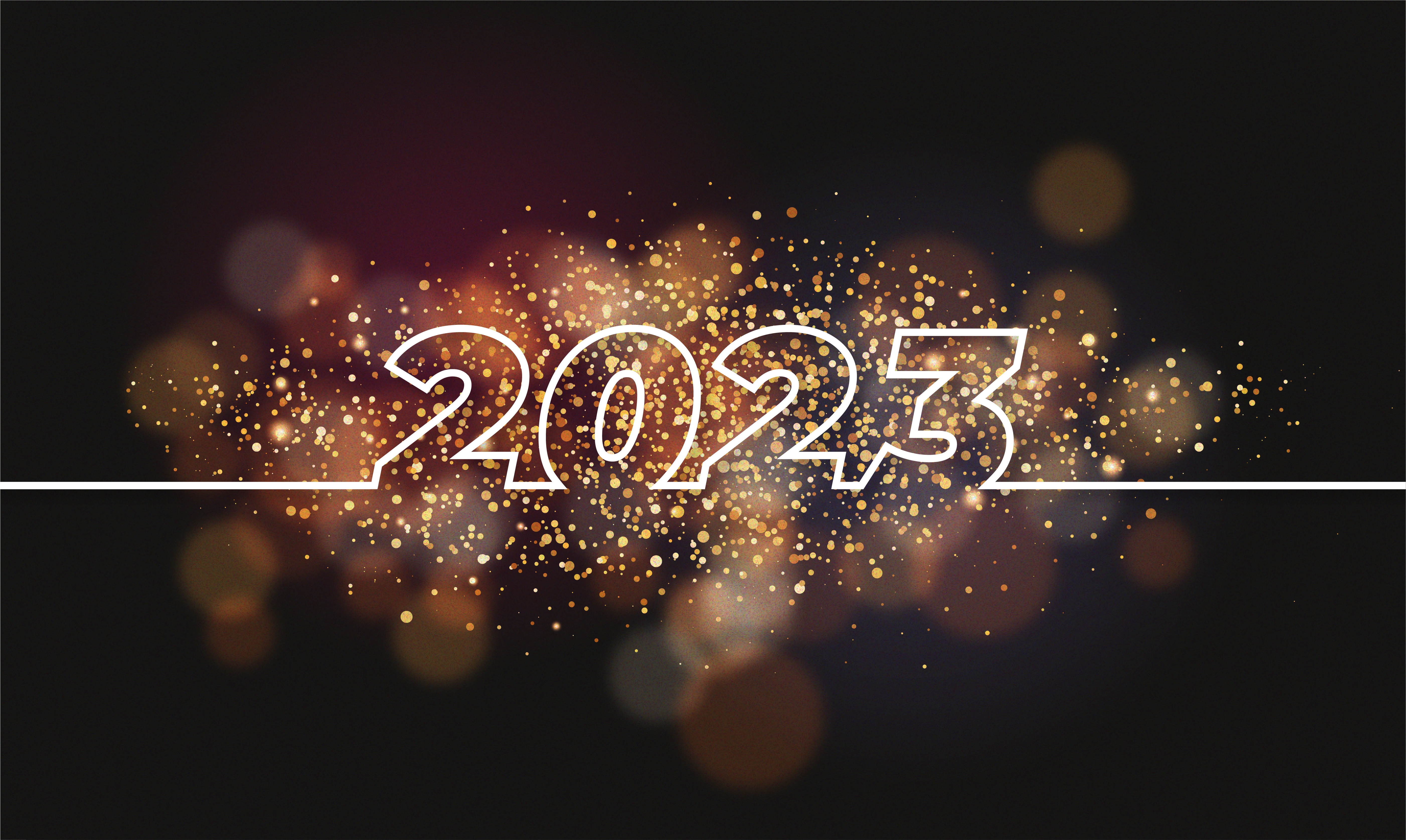 Happy New 2023 On Black Backround With Sparckless, Wallpaper13.com
