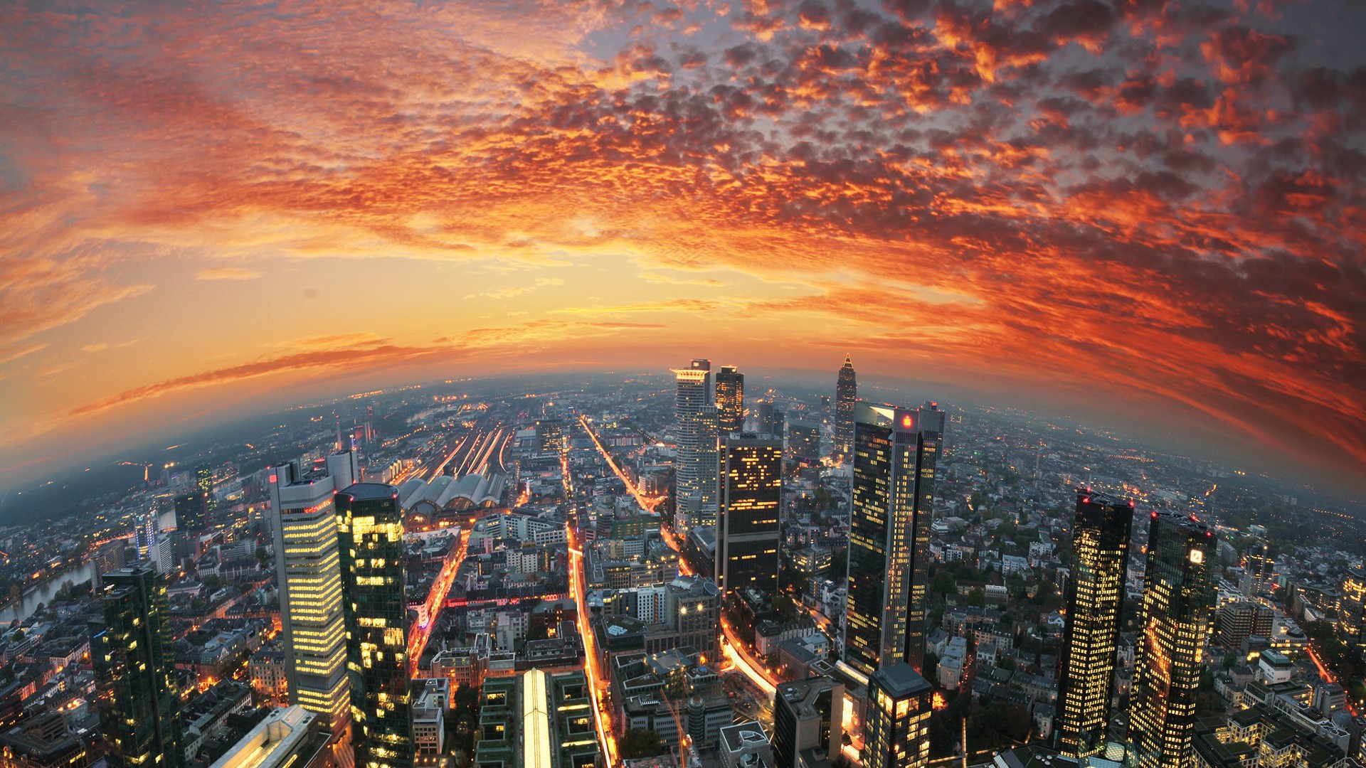 city, Sky, Sunset, Frankfurt, Germany Wallpaper HD / Desktop and Mobile Background