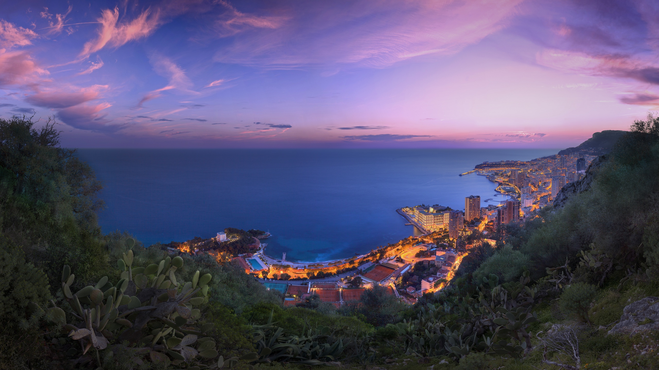Monaco City Wallpaper 4K, Cityscape, City lights, Nature