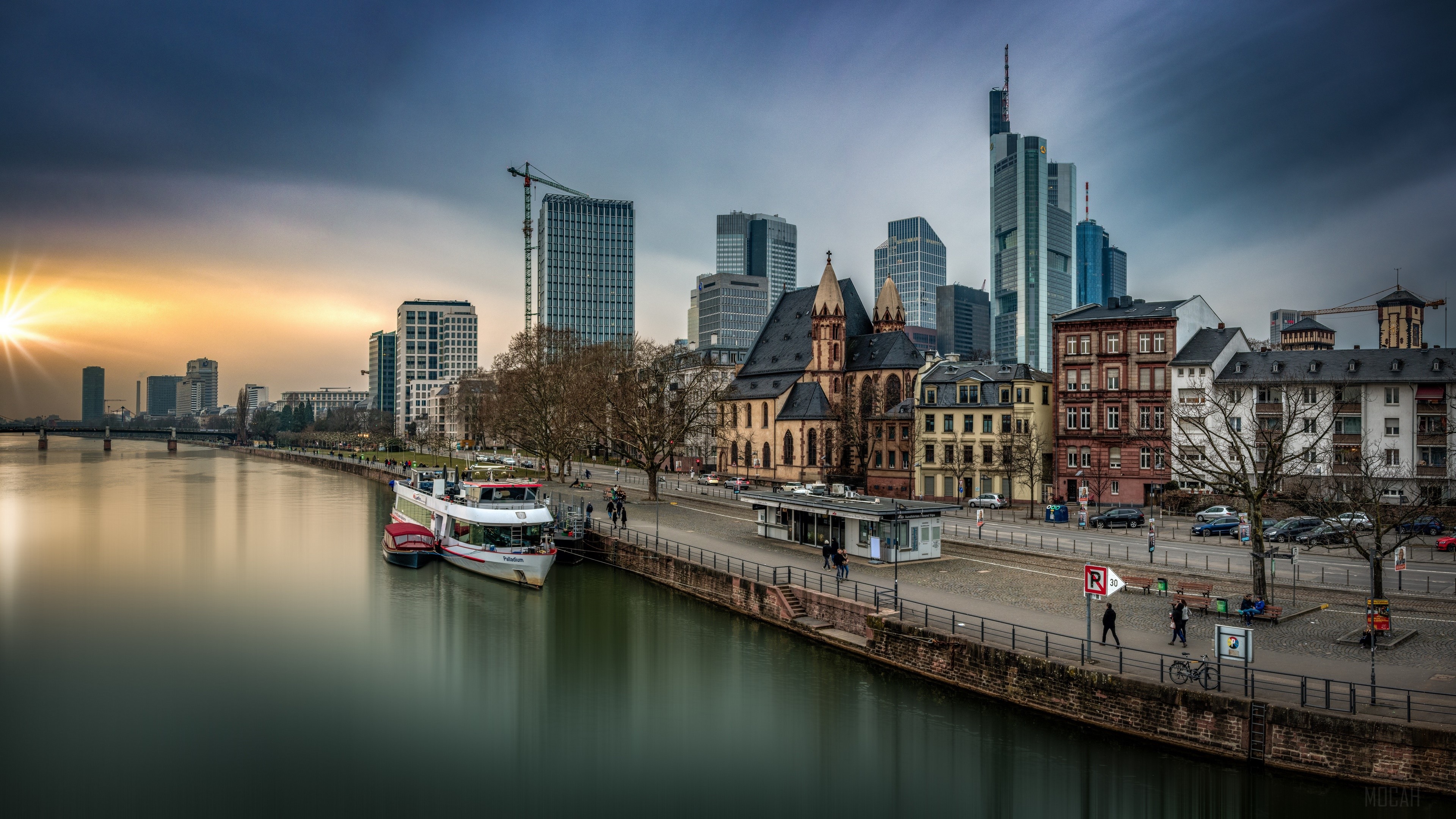 Building, Frankfurt, Germany, River 4k Gallery HD Wallpaper
