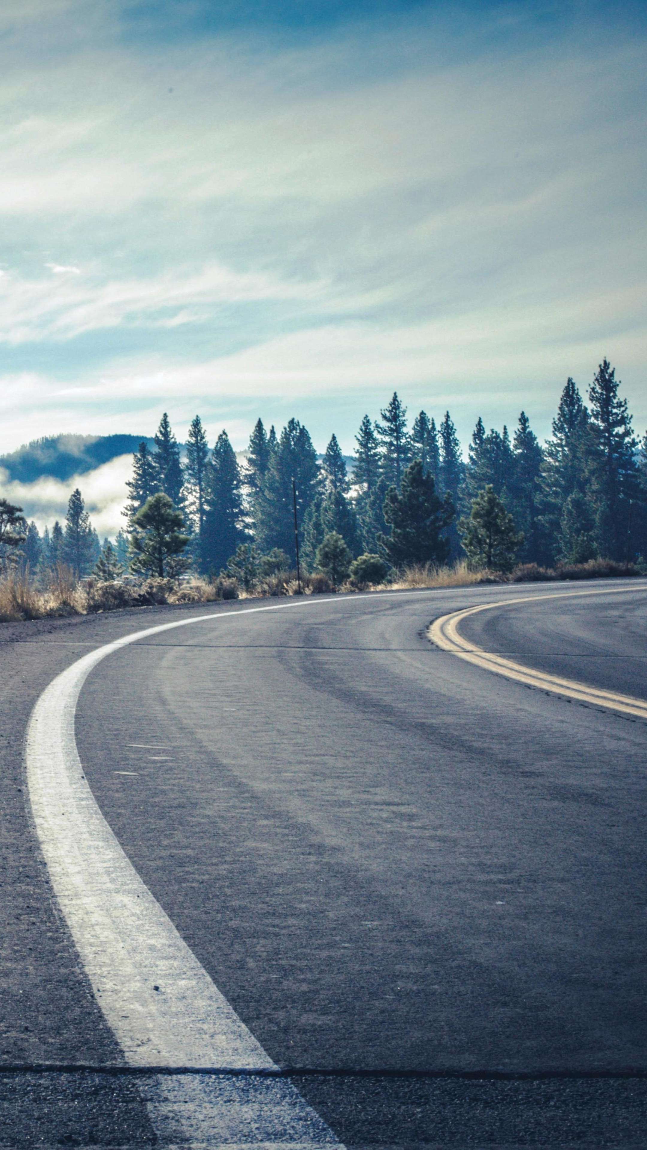 Winter Road View 4K Phone Wallpaper