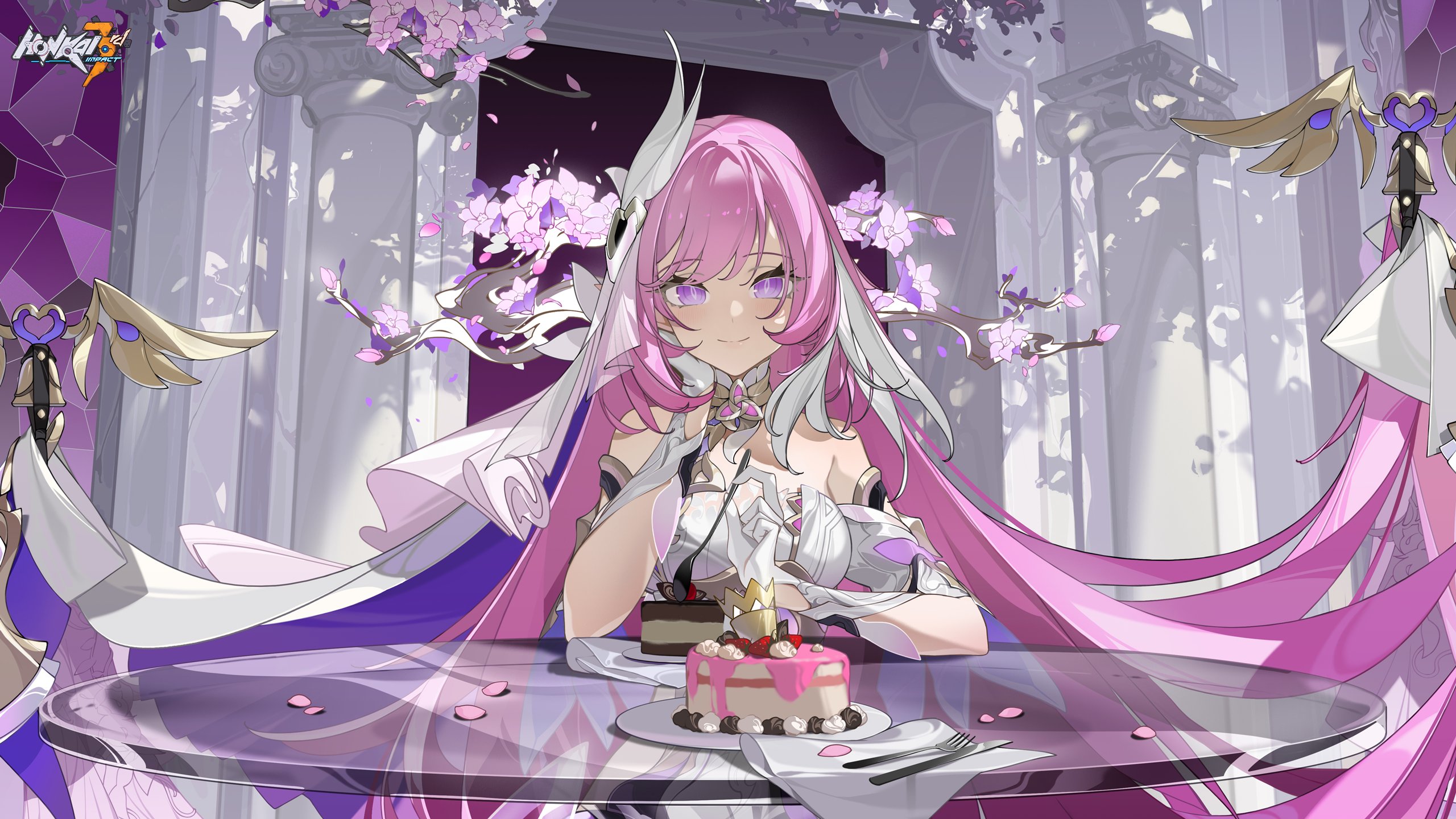 Honkai Impact 3rd - [Wallpaper] Elysia's Sweet Afternoon Tea Wallpaper Download Thanks for your invitation! This is a beautiful place and it perfectly matches my outfit. We hope you love Elysia's