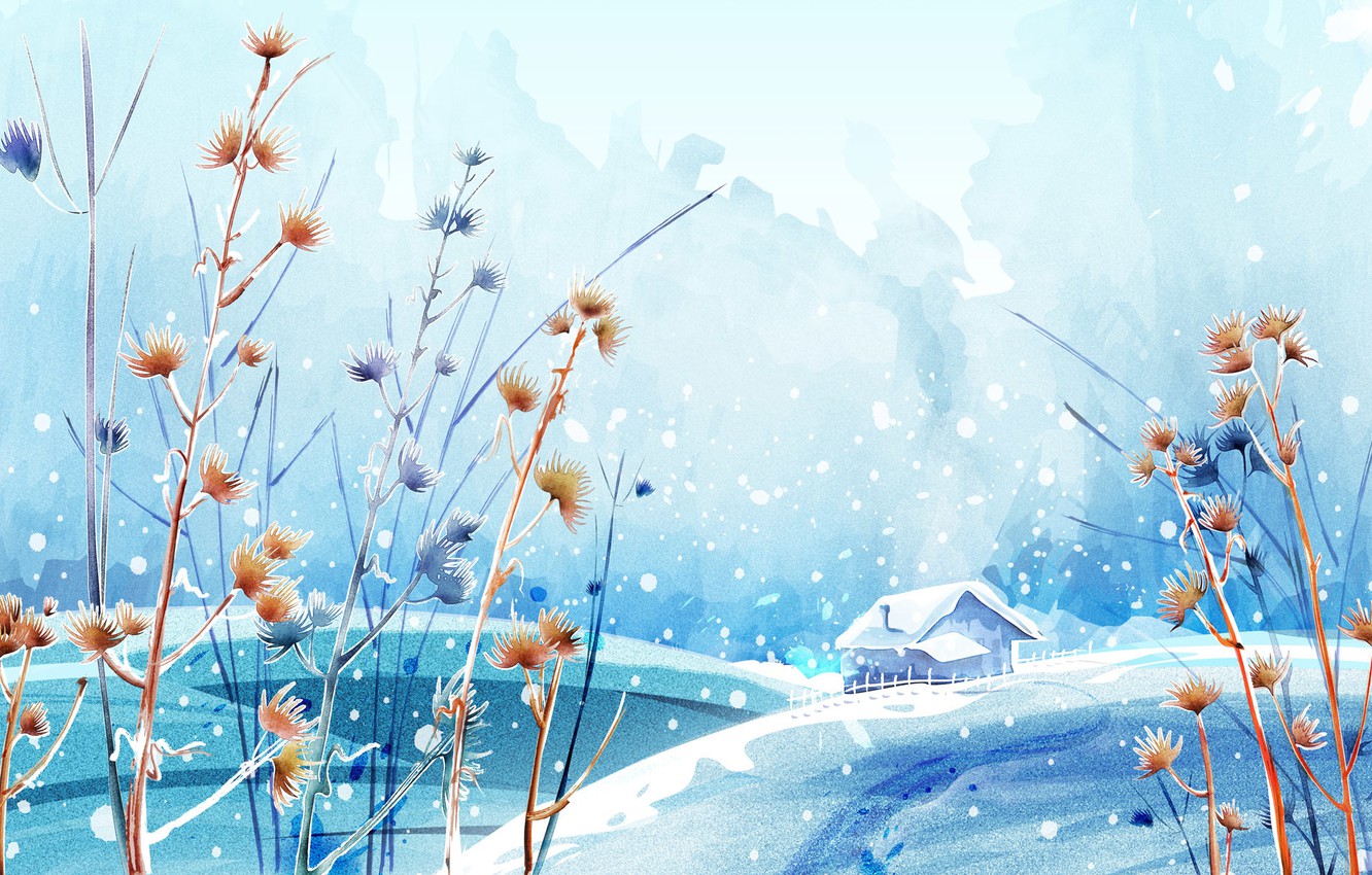 Wallpaper paint, figure, Beautiful winter day image for desktop, section природа