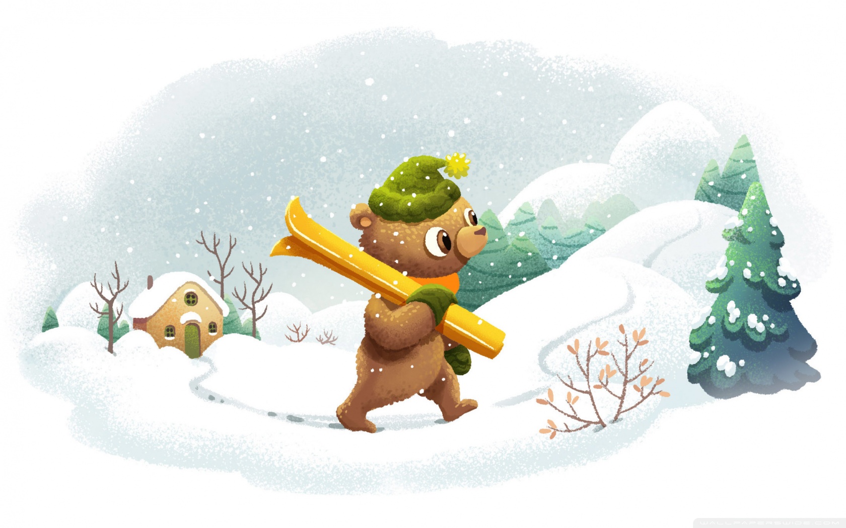 Cute Winter illustration Ultra HD Desktop Background Wallpaper for 4K UHD TV, Widescreen & UltraWide Desktop & Laptop, Tablet