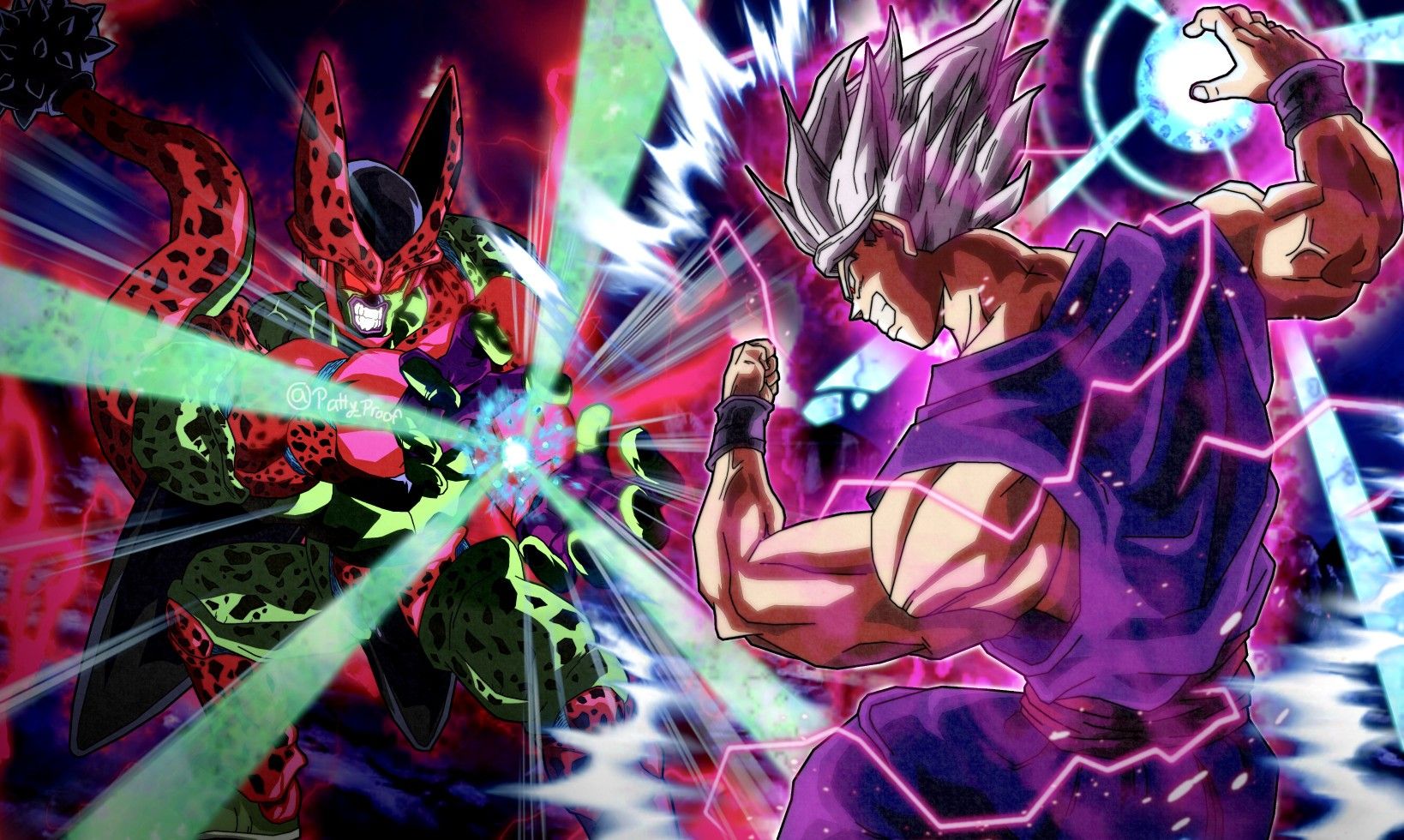 Cell Max Vs Gohan Blanco. Dragon ball artwork, Anime dragon ball super, Dragon ball wallpaper