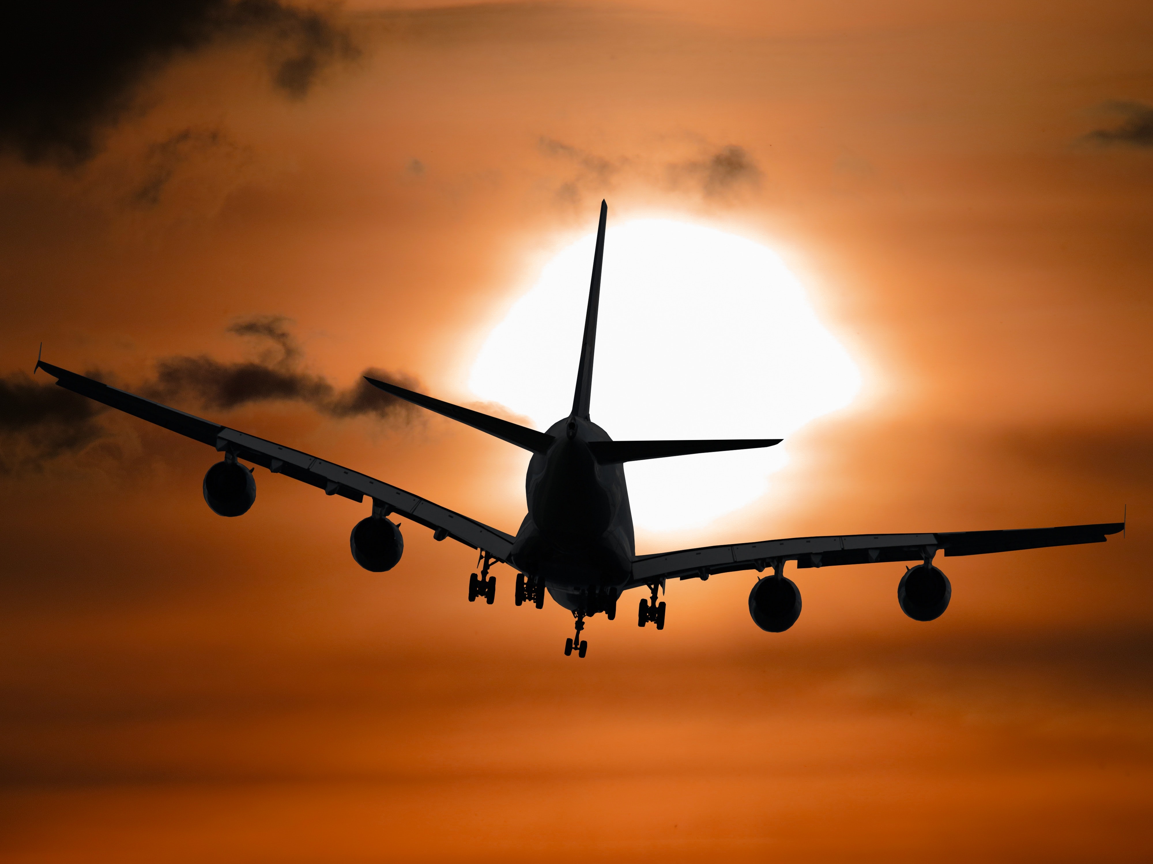 Shadow Image of a Plane Flying during Sunset · Free