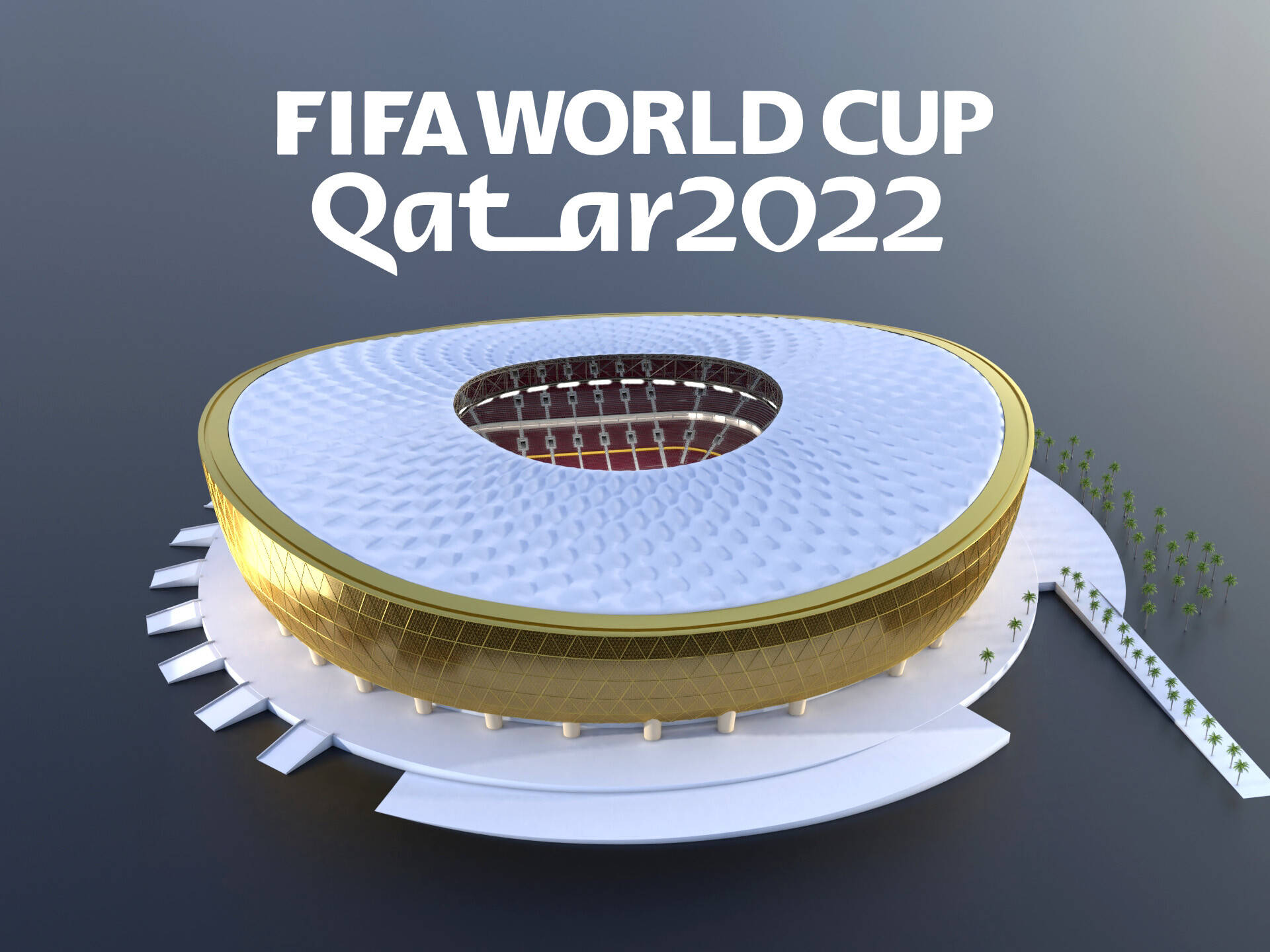 Download Gold Lusail Stadium Fifa World Cup 2022 Wallpaper