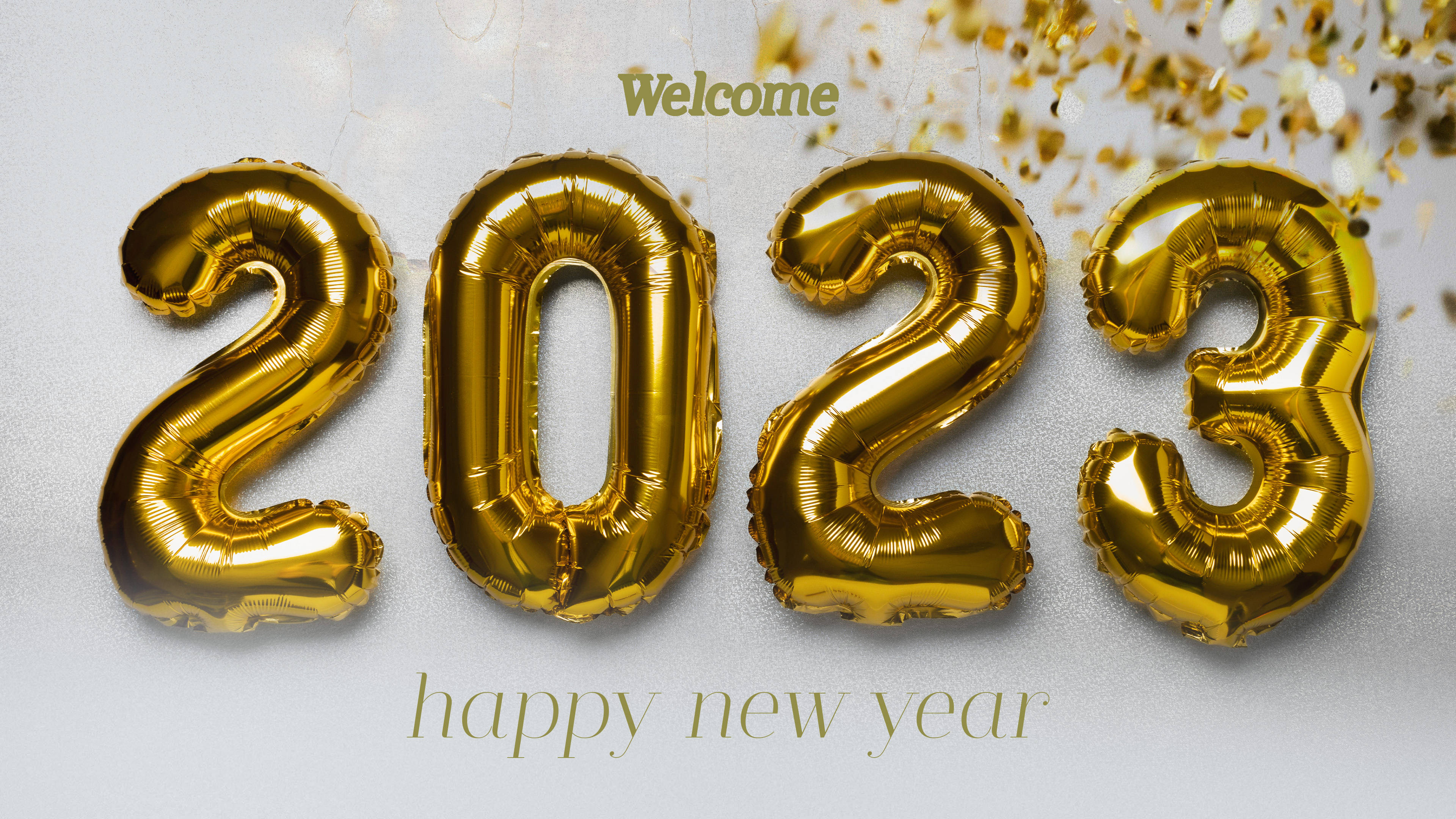 Download Happy New Year 2023 Foil Balloons Wallpaper