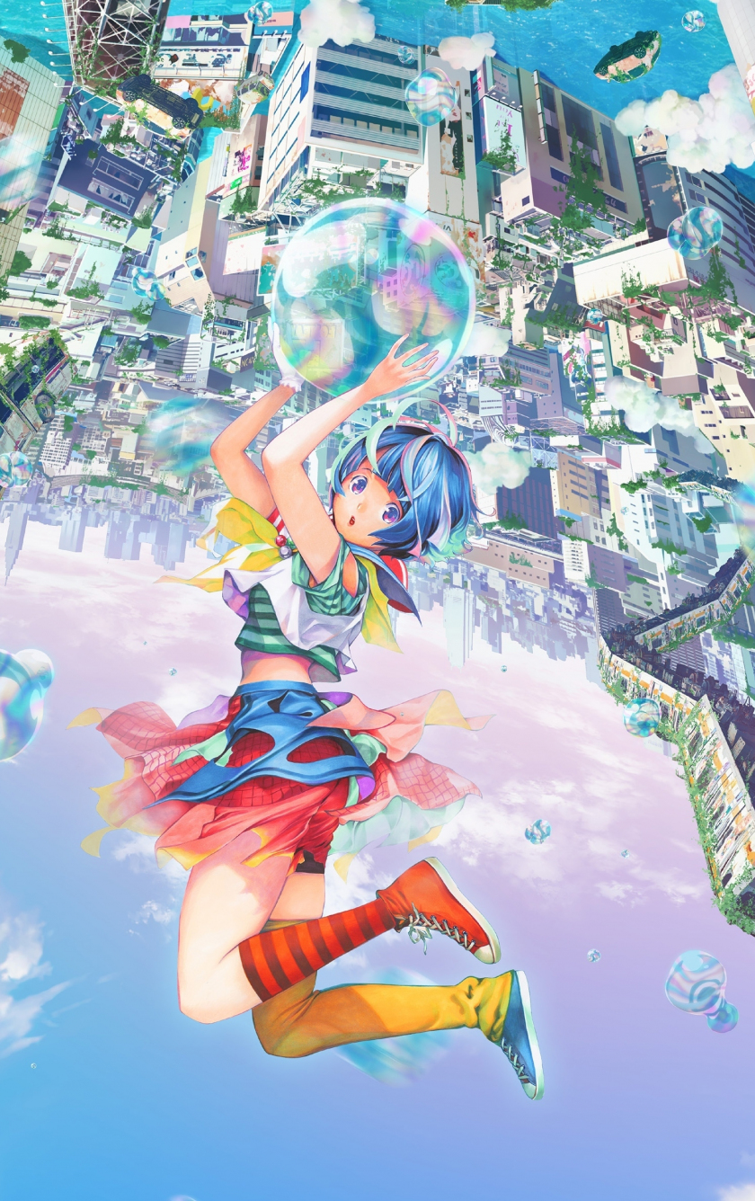 Download wallpaper 840x1336 bubble world, anime movie, anime girl, original, iphone iphone 5s, iphone 5c, ipod touch, 840x1336 HD background, 28069