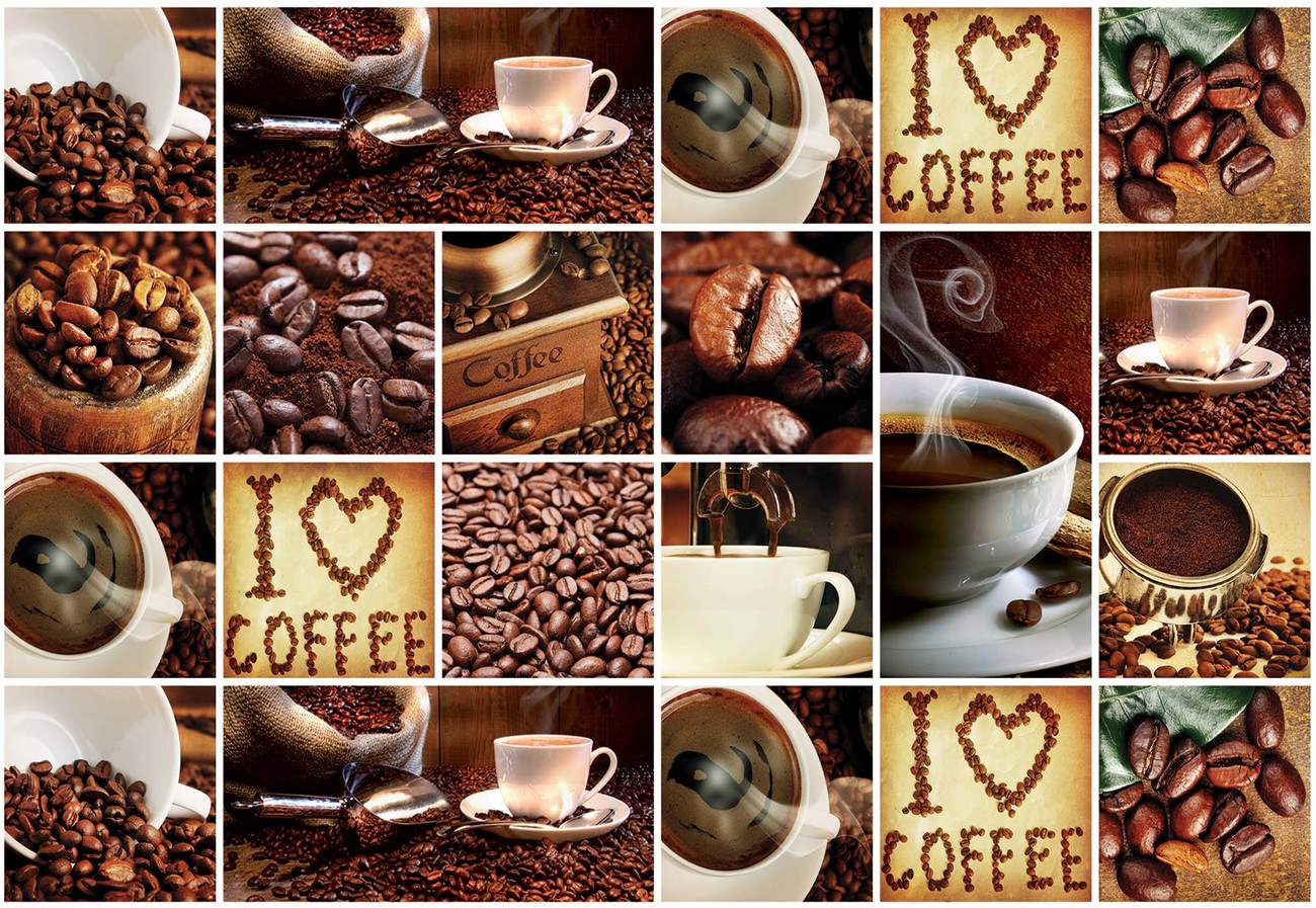 I Love Coffee Squares Wall Paper Mural. Buy at Abposters.com
