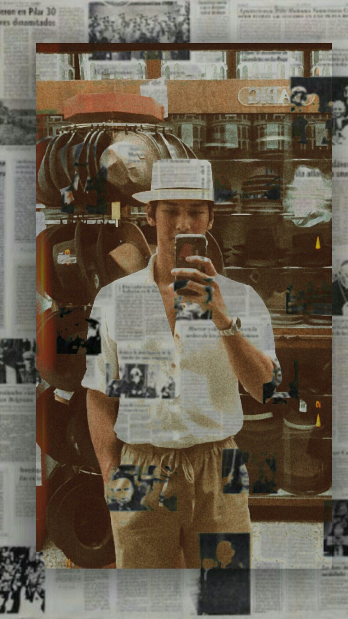 Apo Nattawin mirror selfie wallpaper. Edited with newspaper, and qoutes aesthetic. Thai Actor. Foto kekasih, Layar kunci, Masa depan