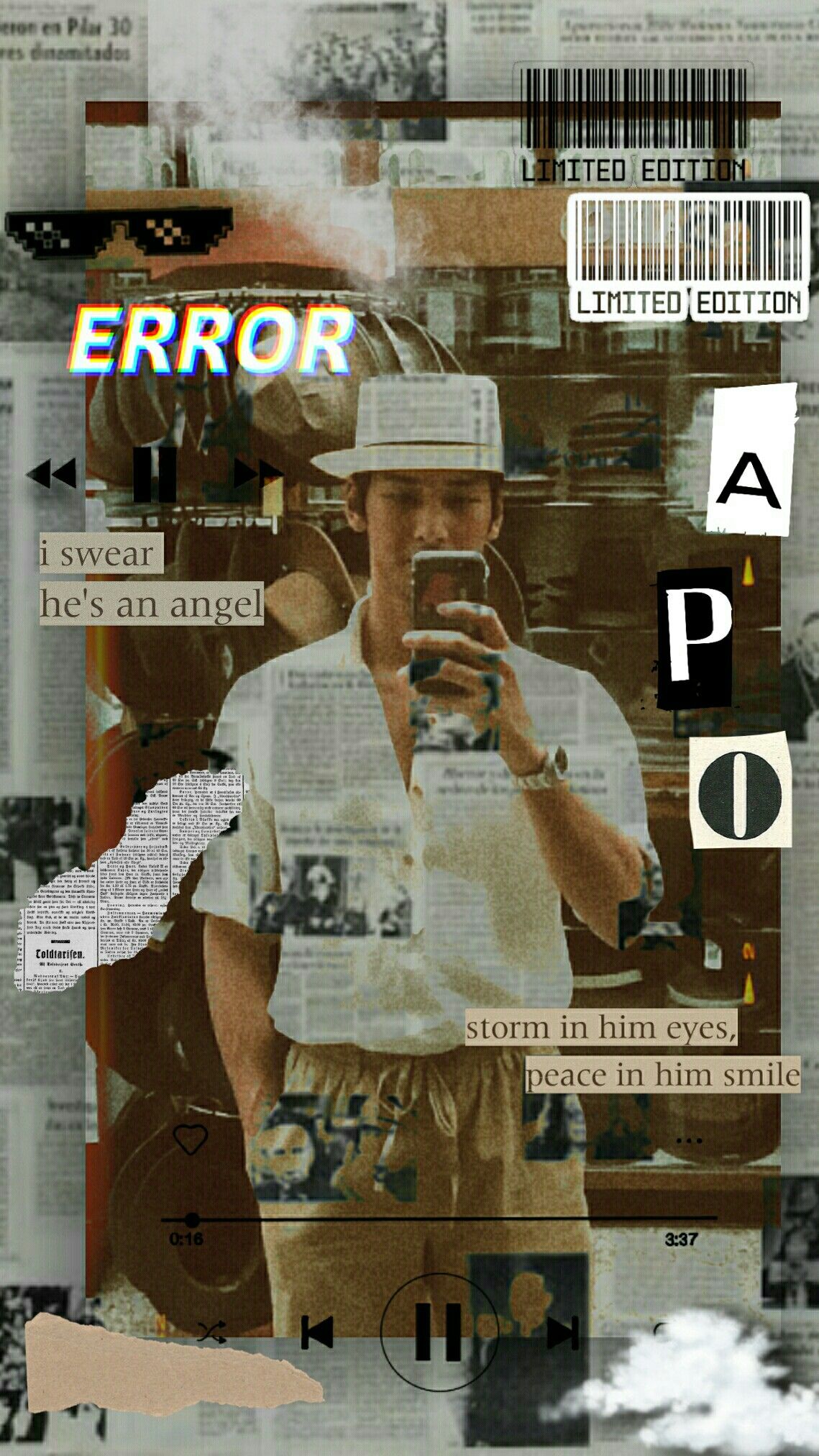 Apo Nattawin mirror selfie wallpaper. Edited with newspaper, and qoutes aesthetic. Thai Actor. Foto kekasih, Gambar pacar, Gambar