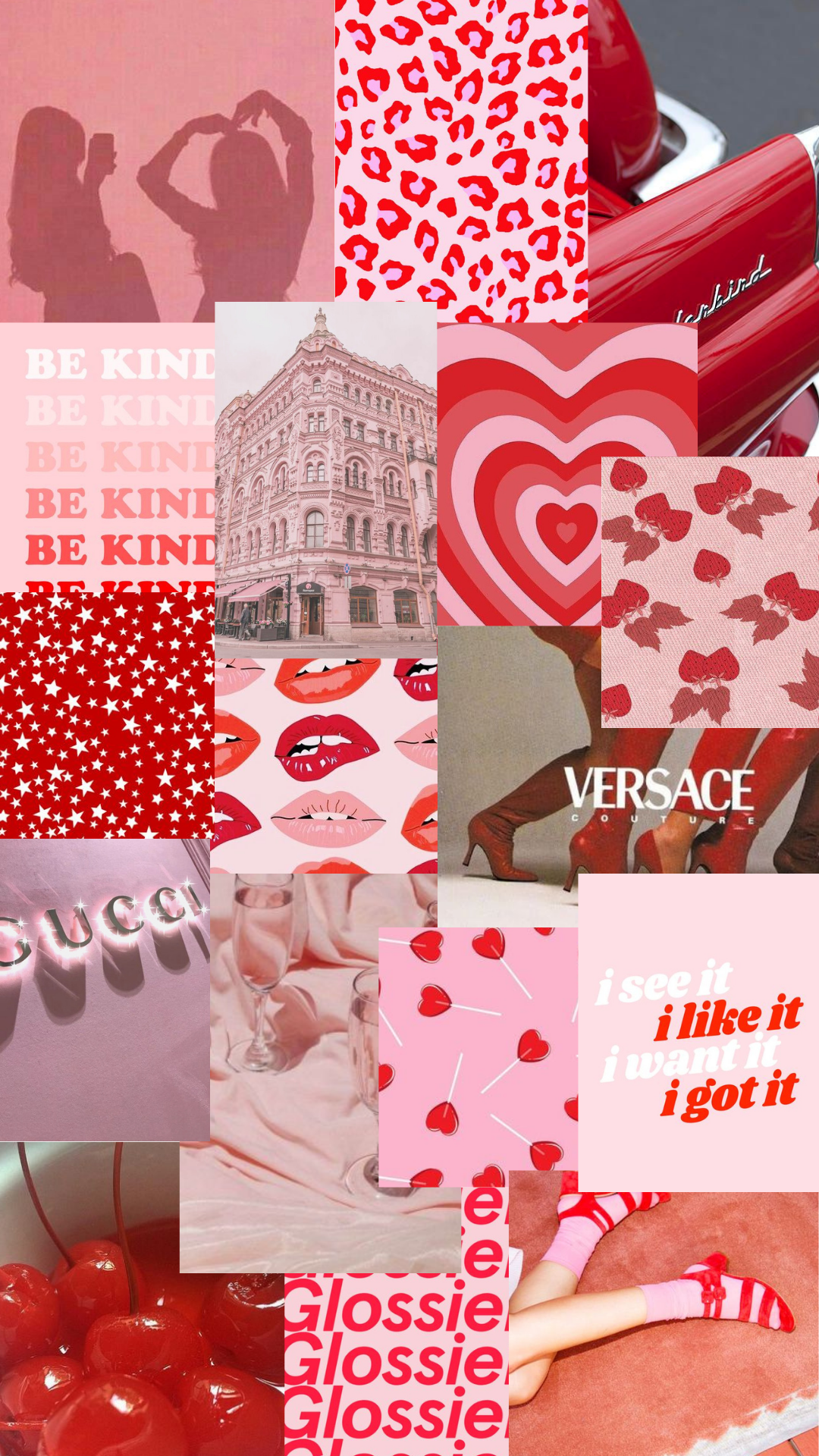 valentines red and pink aesthetic iphone collage. Aesthetic iphone wallpaper, Simple iphone wallpaper, Pretty wallpaper iphone