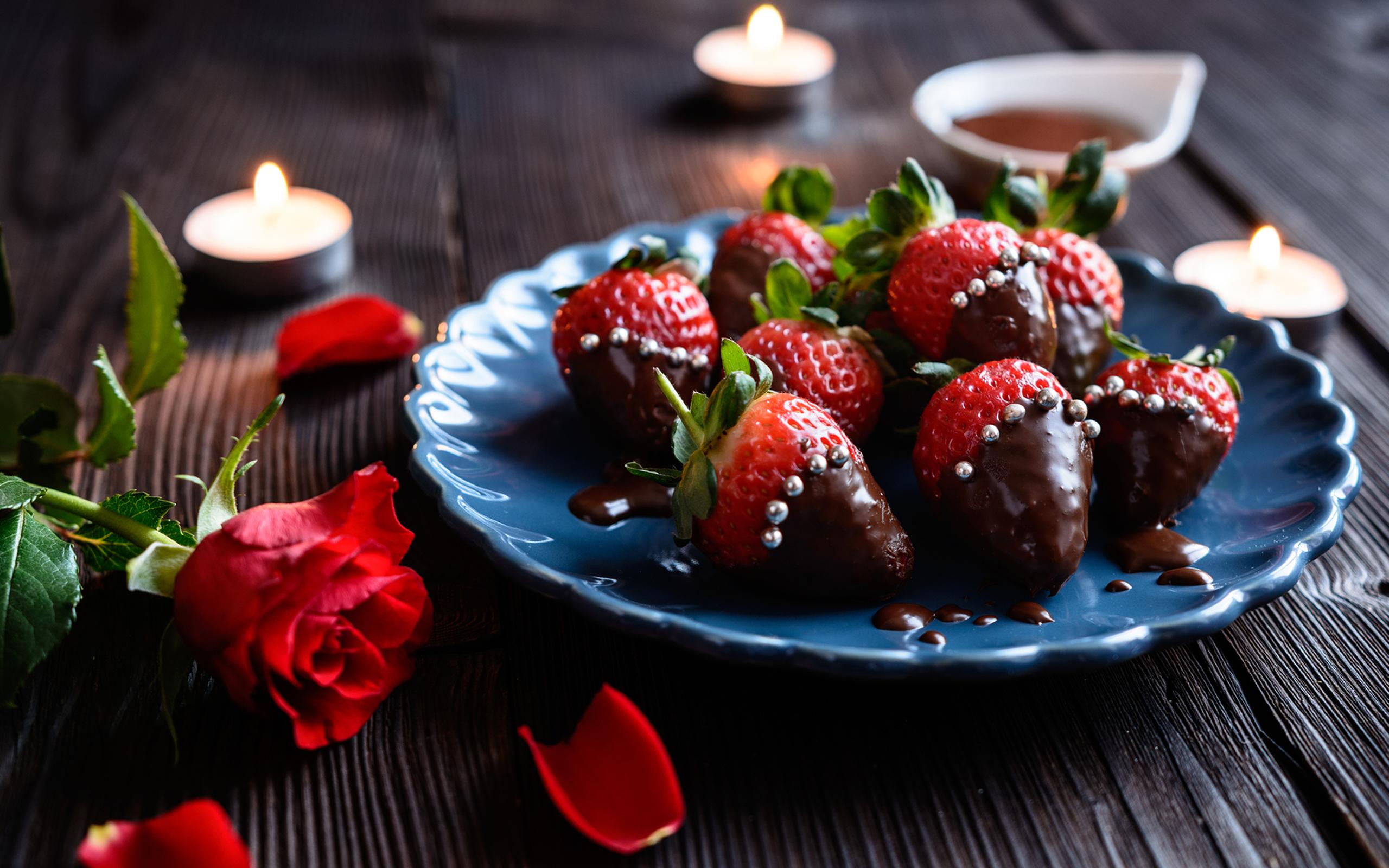 Strawberries with chocolate dinner with fruits