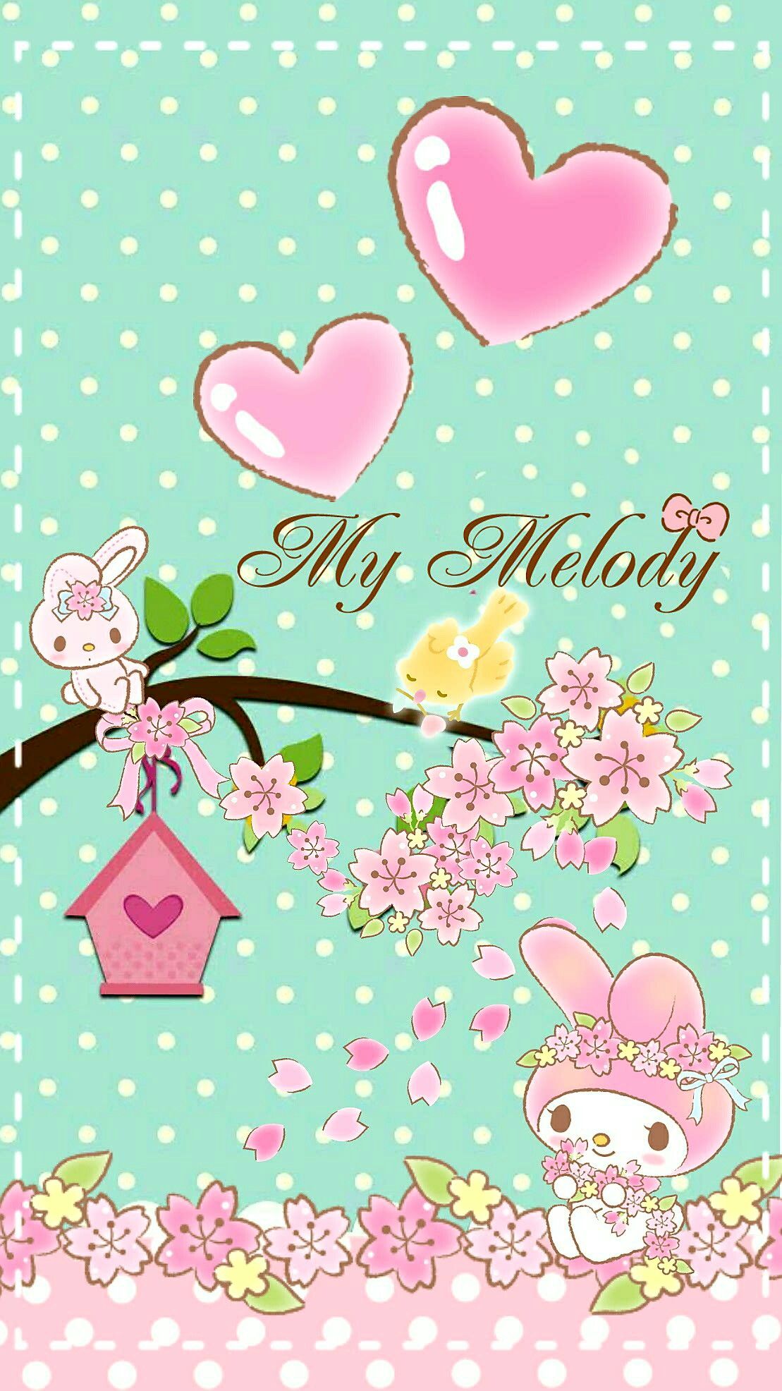 My Melody SEASON OF LOVE. Valentine's Day, as courtesy of Sanrio. My melody wallpaper, Melody hello kitty, Hello kitty background