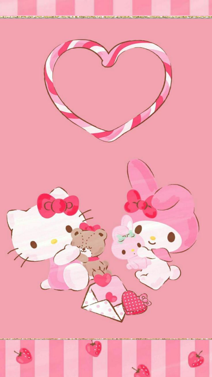 iPhone Wall: Valentine's Day tjn. Hello kitty iphone wallpaper, Hello kitty background, Hello kitty picture