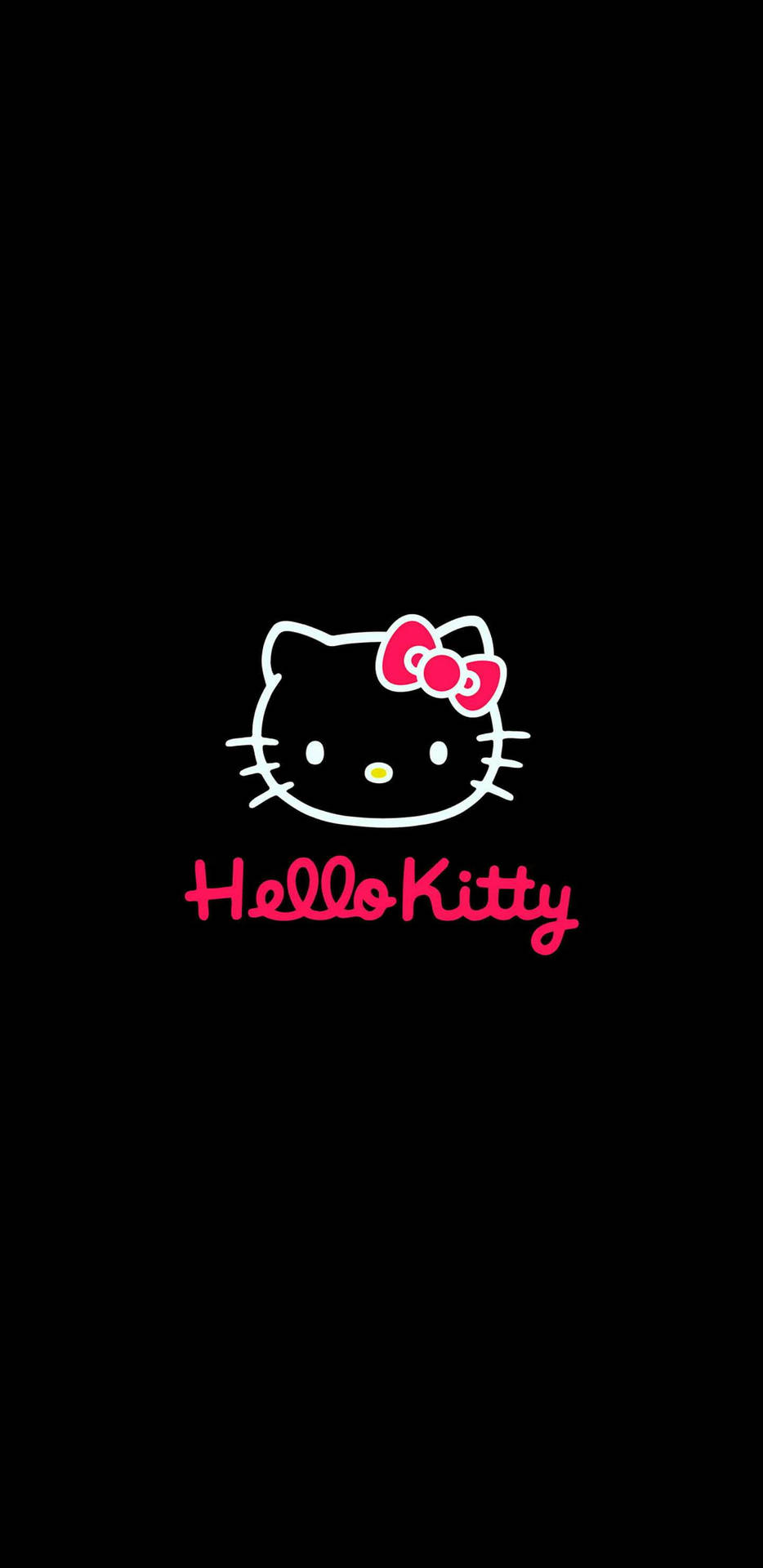 Download Black Hello Kitty Face Outline Wallpaper