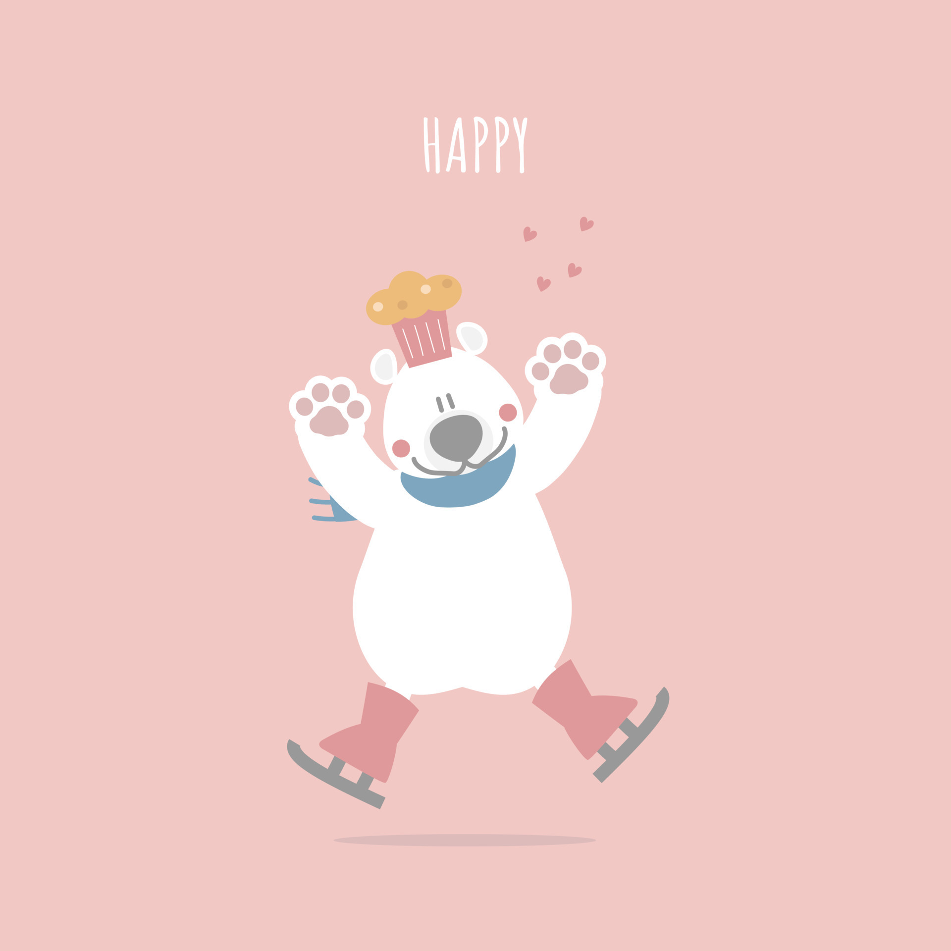 cute and lovely hand drawn white polar bear, happy valentine's day, love concept, flat vector illustration cartoon character costume design