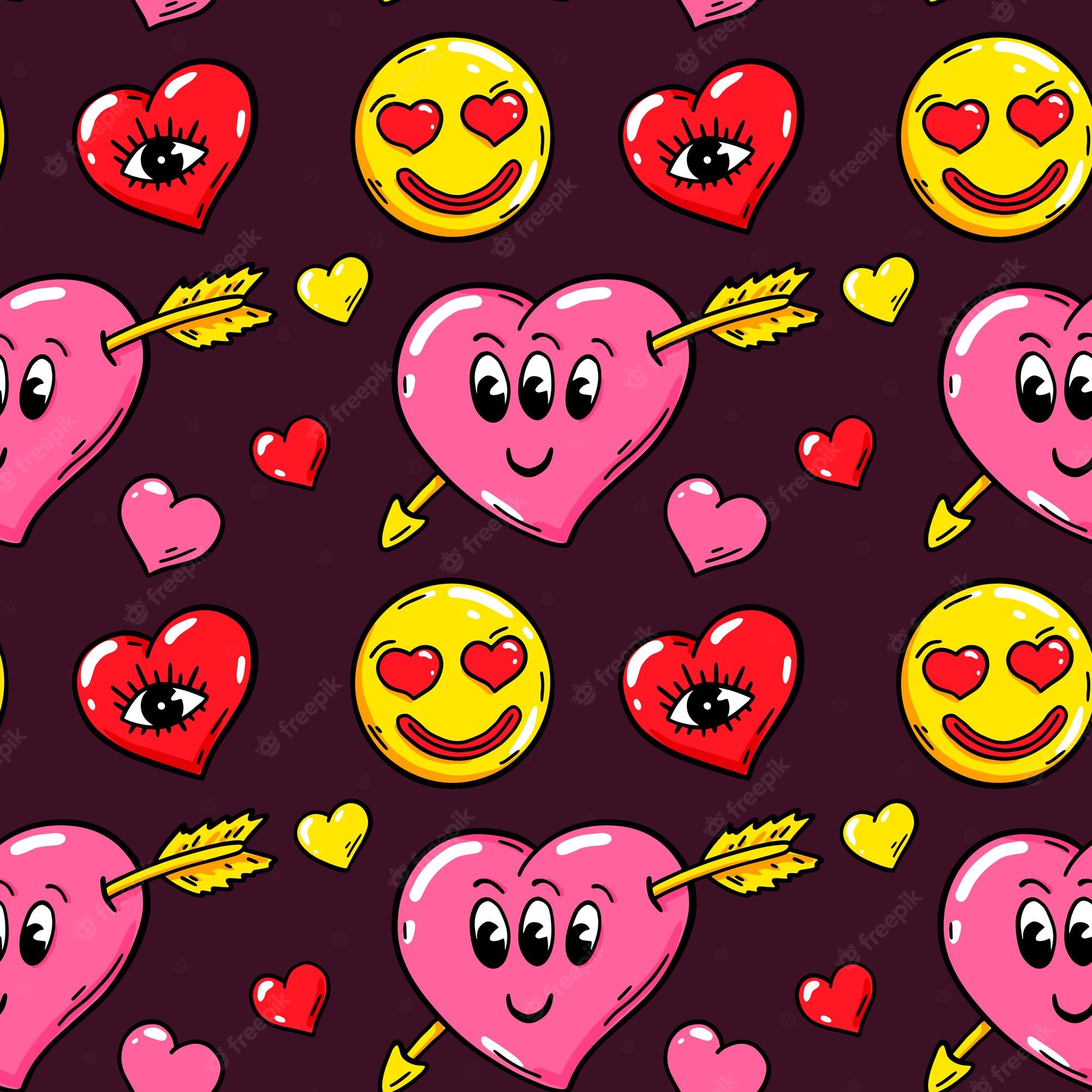 Premium Vector. Love seamless pattern with comics cartoon characters. valentines day design. vector illustration