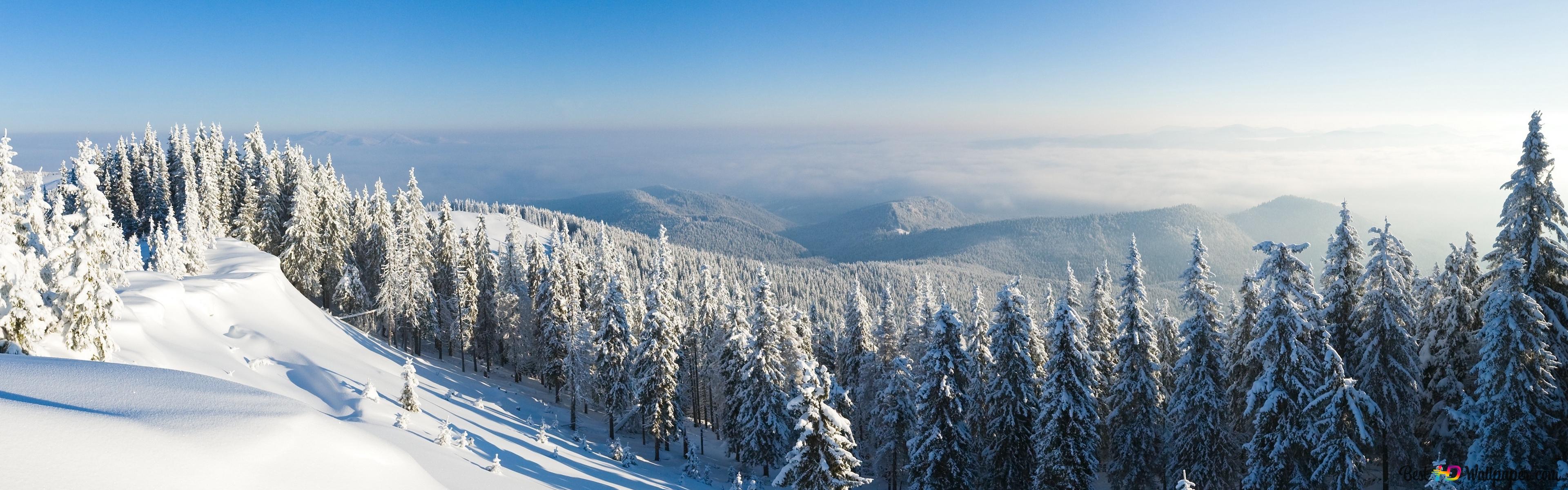 White snowy mountains 4K wallpaper download