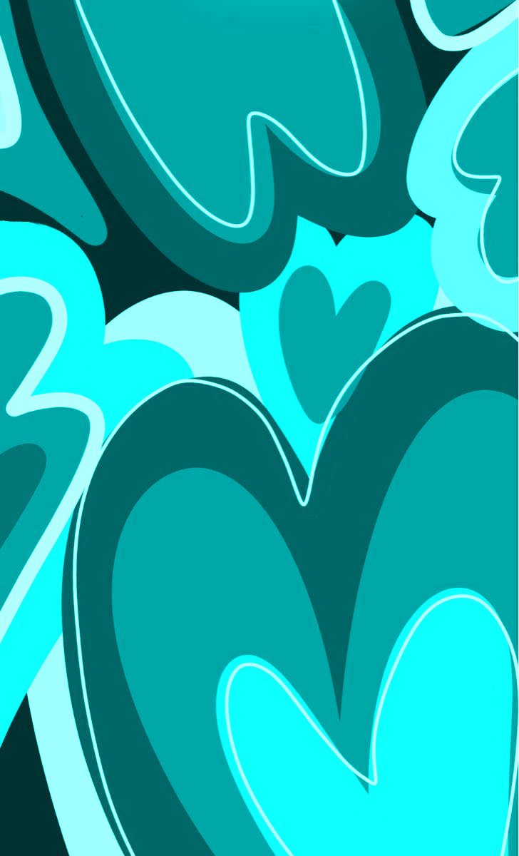 Teal three heart illustration HD wallpaper  Wallpaper Flare