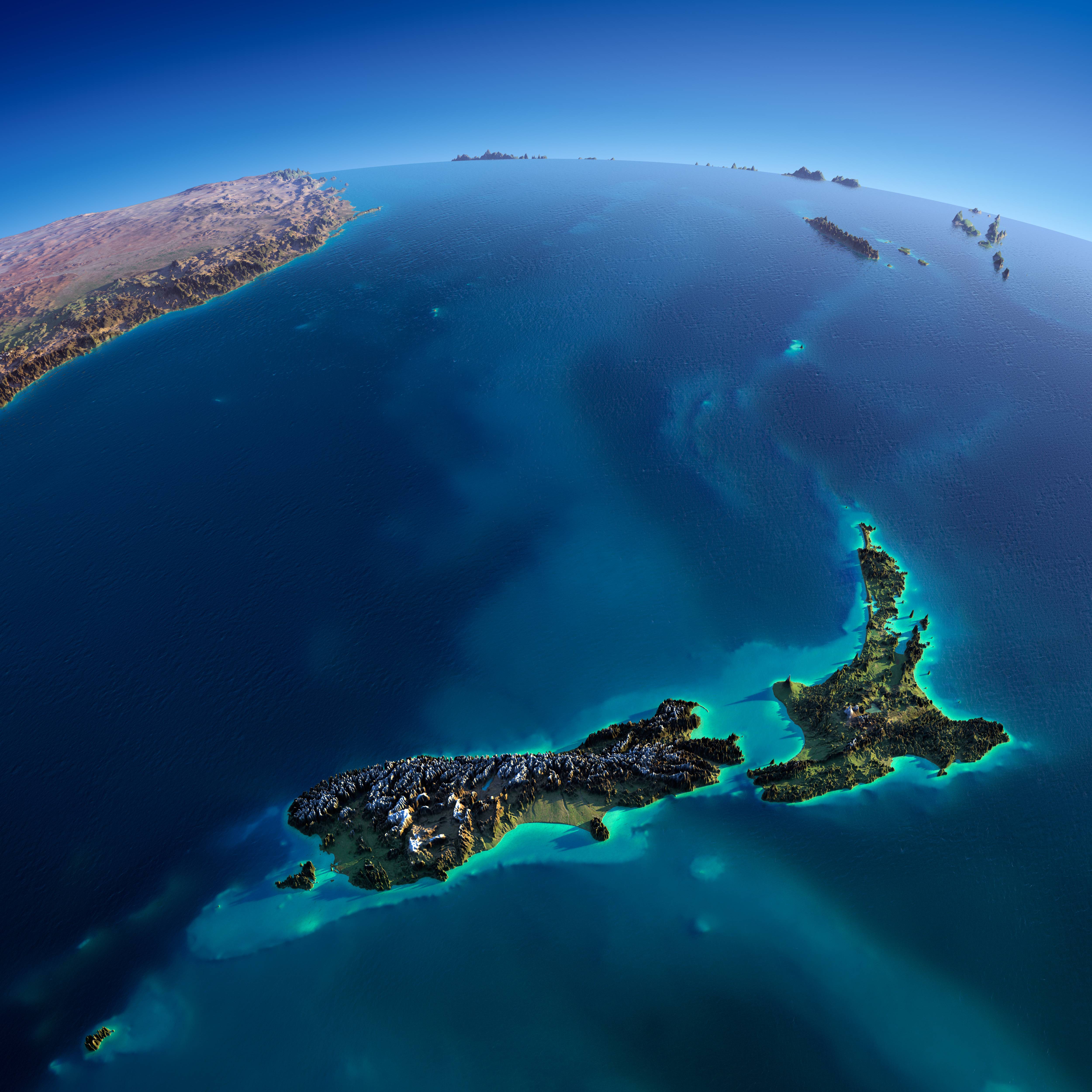 Relief Map Of New Zealand