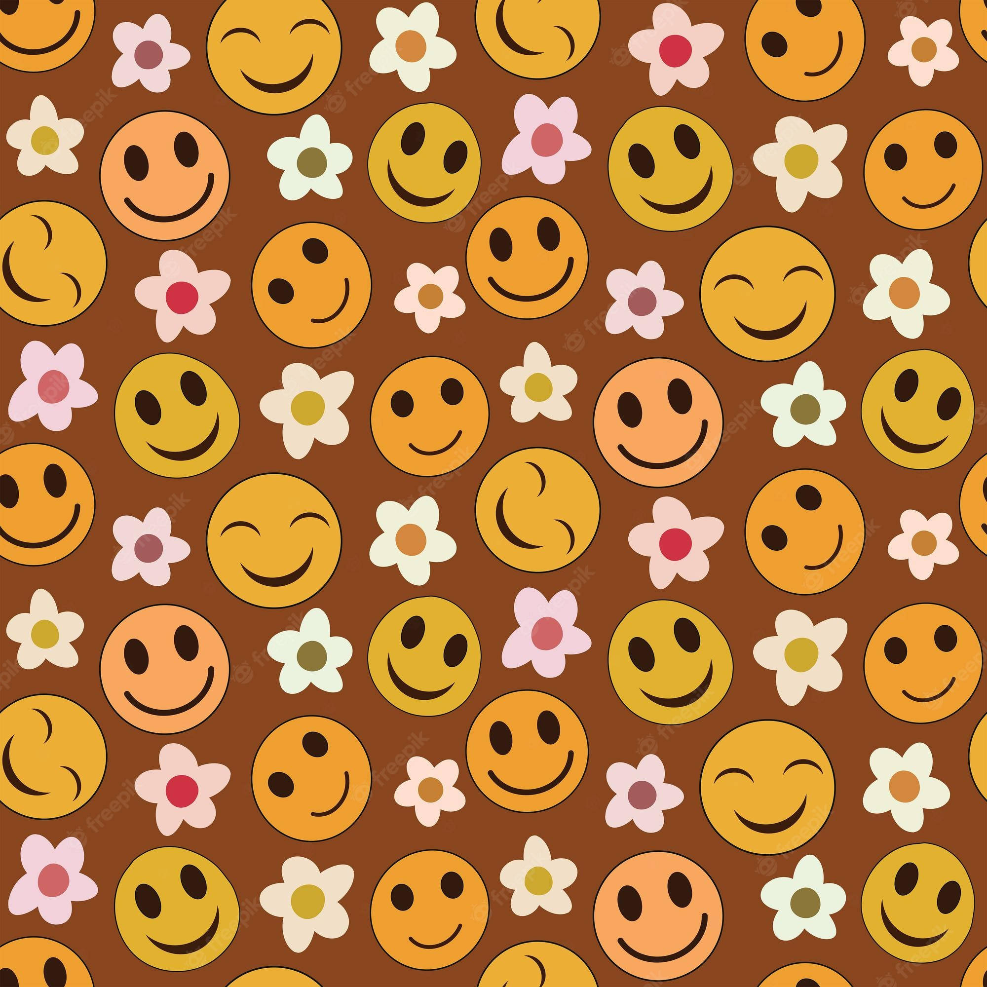 Download Preppy Smiley Face And Flowers Wallpaper