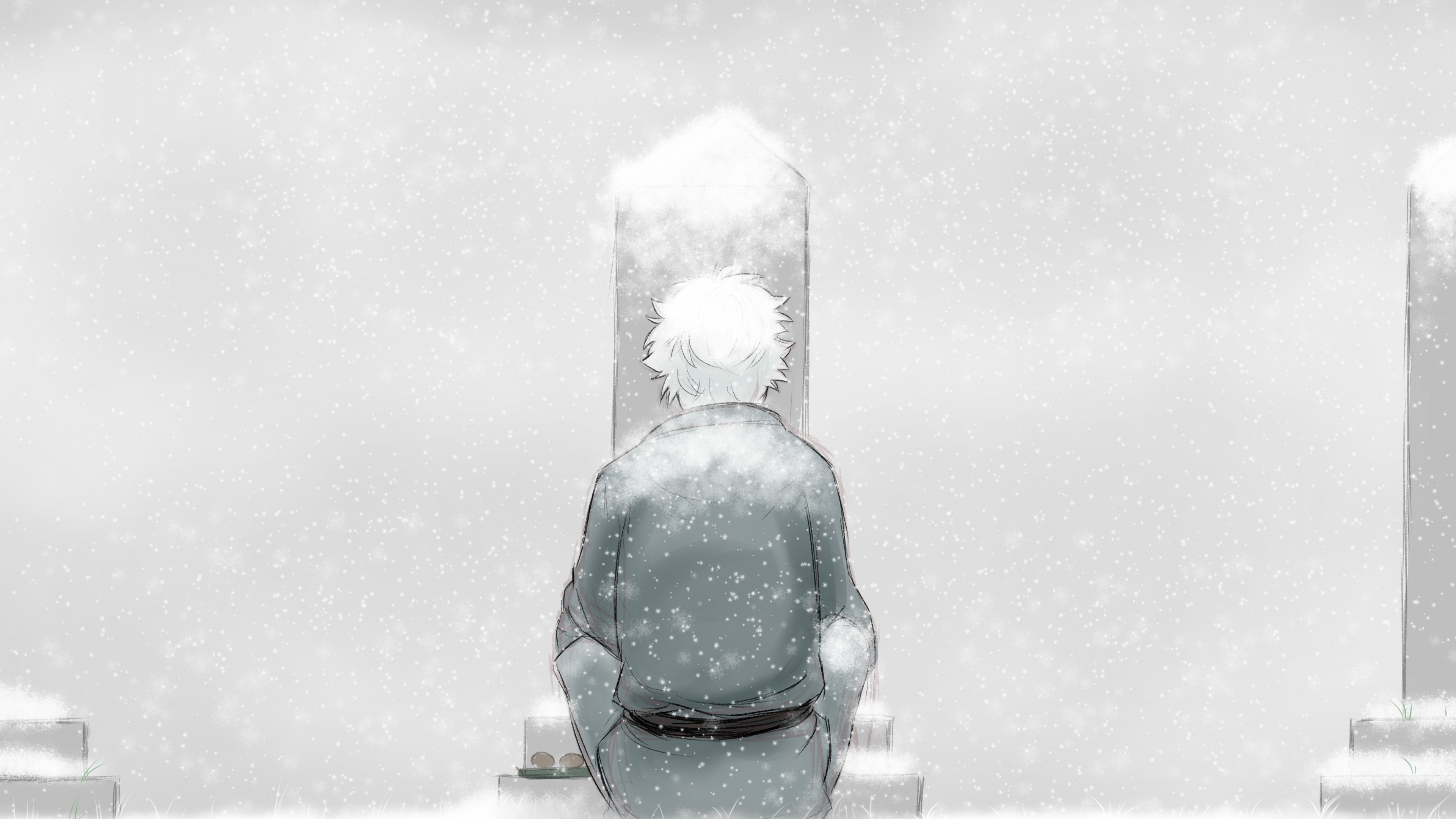 Download wallpaper 3840x2160 minimal, pray, sakata gintoki, gintama 4k wallpaper, uhd wallpaper, 16:9 widescreen 3840x2160 HD background, 10881