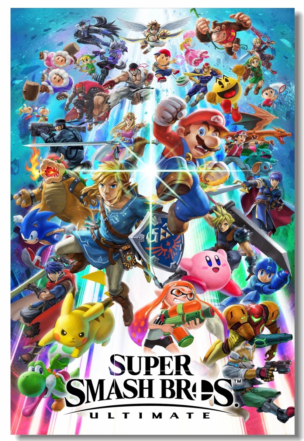 Custom Canvas Wall Decals Super Smash Bros Wiiu 3Ds Poster Marth Zelda Link Game Wall Stickers Mural Kids Room Wallpaper #