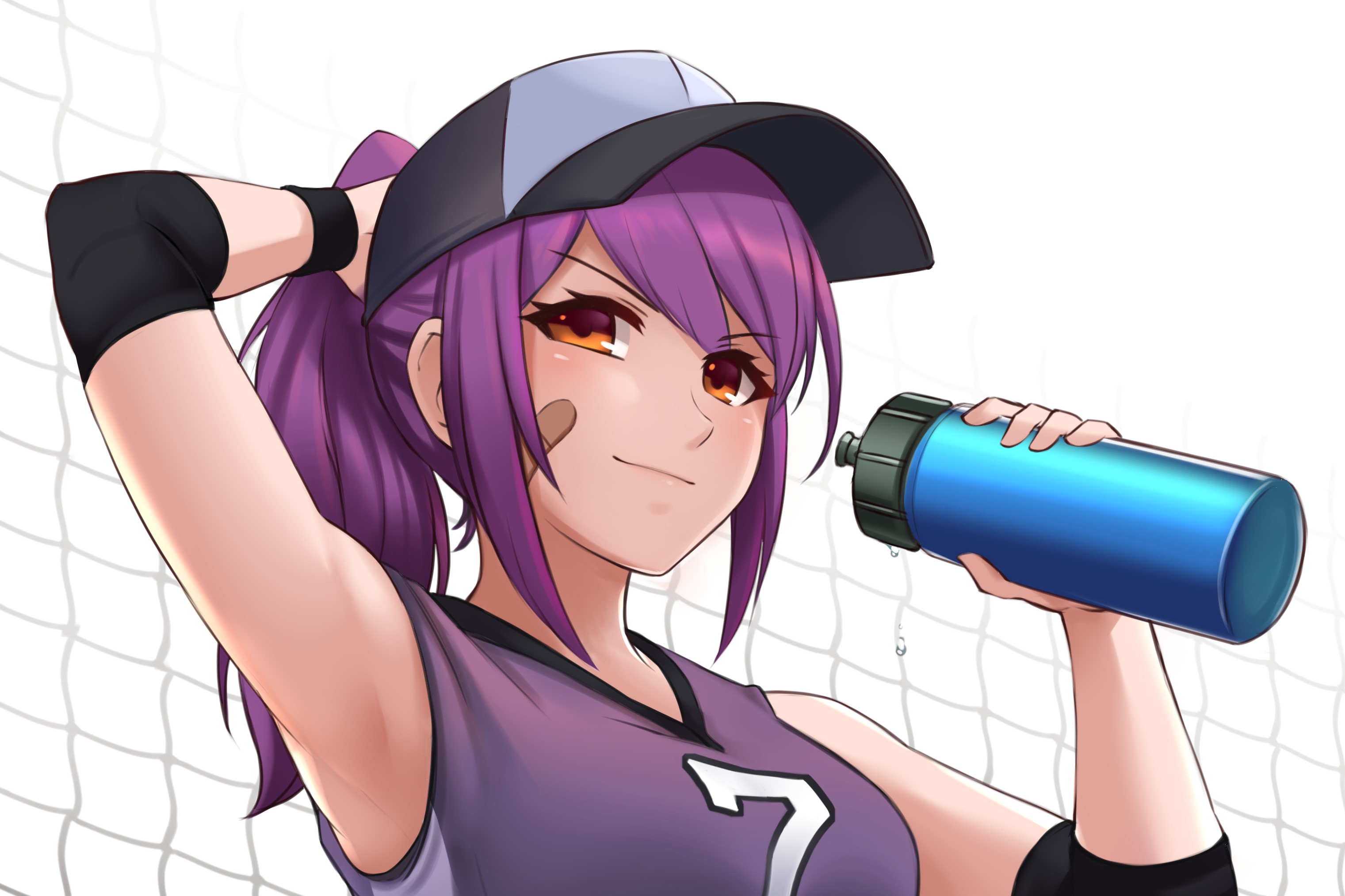 Wallpaper / anime, original characters, bonnet, anime girls, sports, purple hair free download
