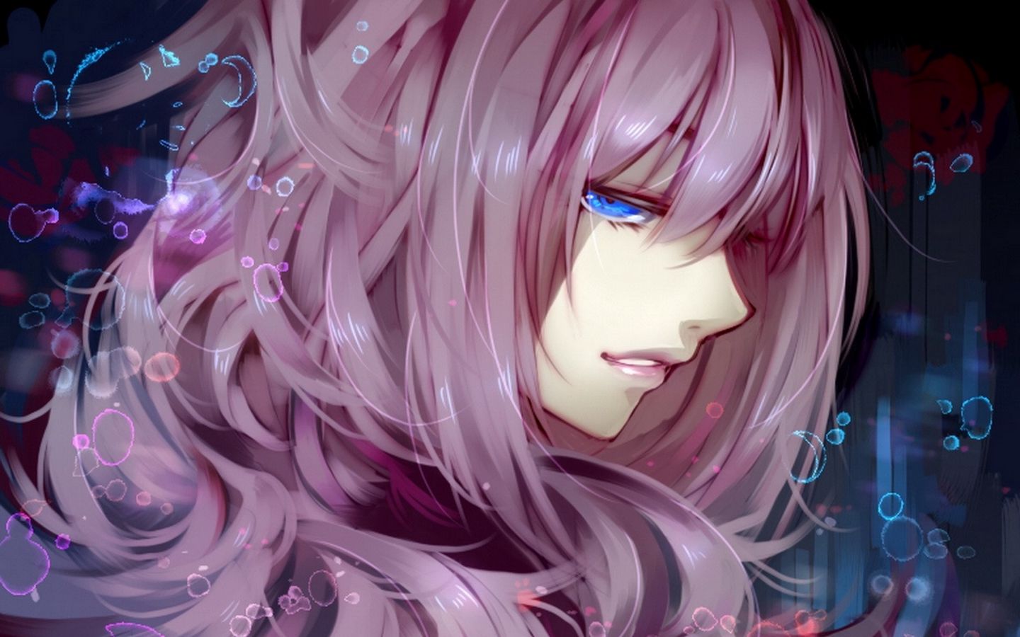 Download wallpaper 1440x900 anime, girl, purple, hair, look widescreen 16:10 HD background
