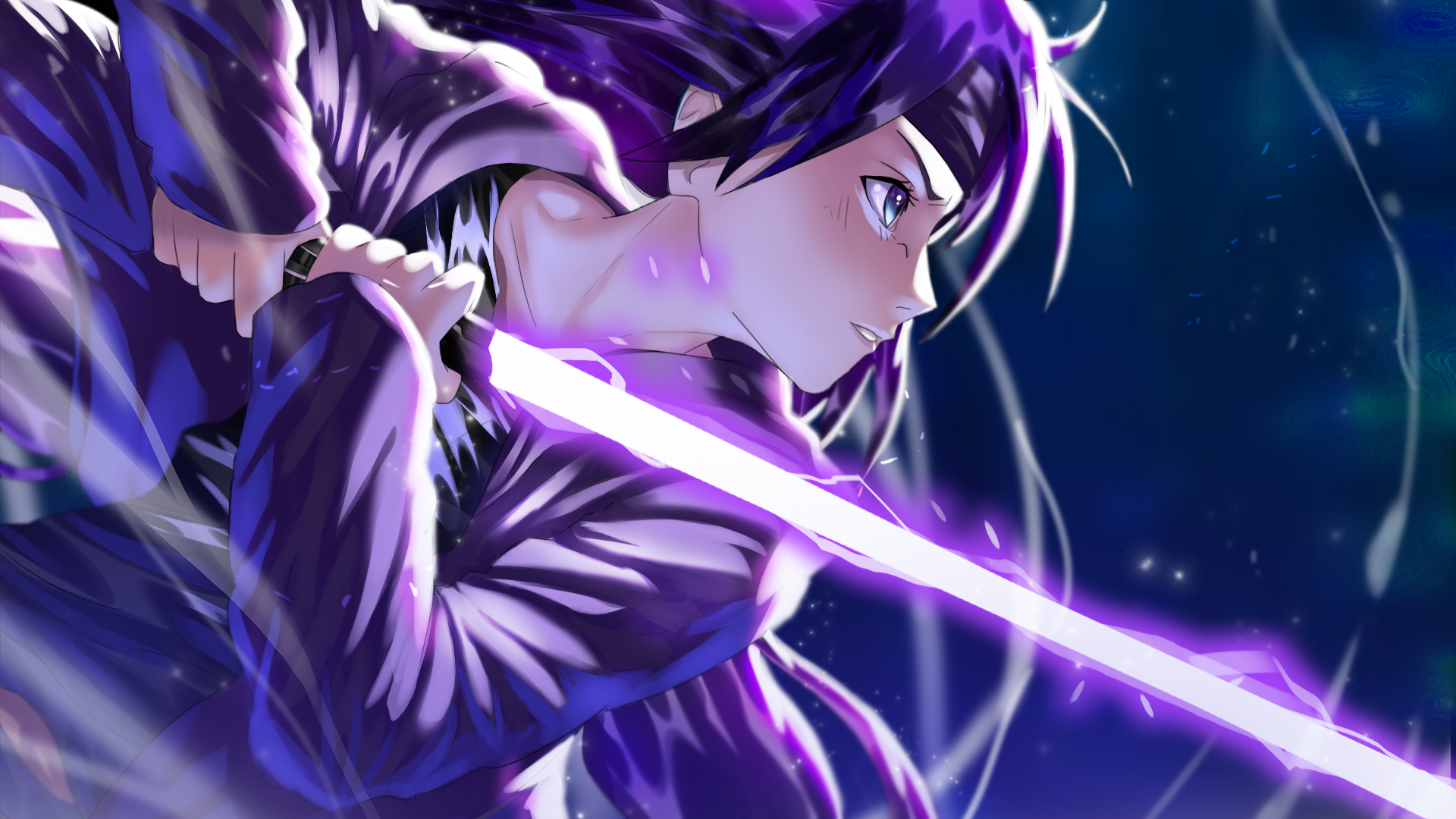 Purple Hair, Girl, Sword