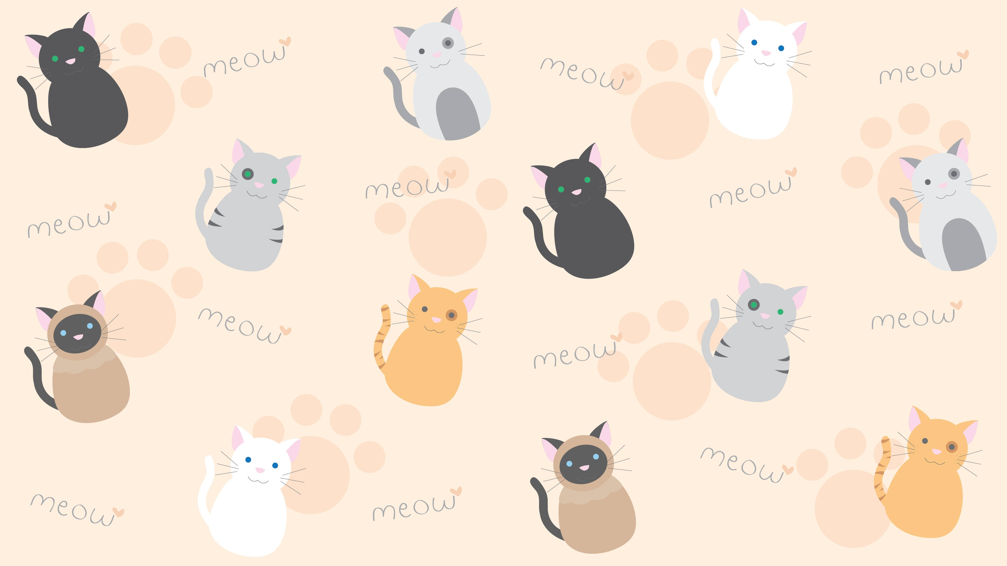 Download Cartoon Cat Patterns Design Wallpaper