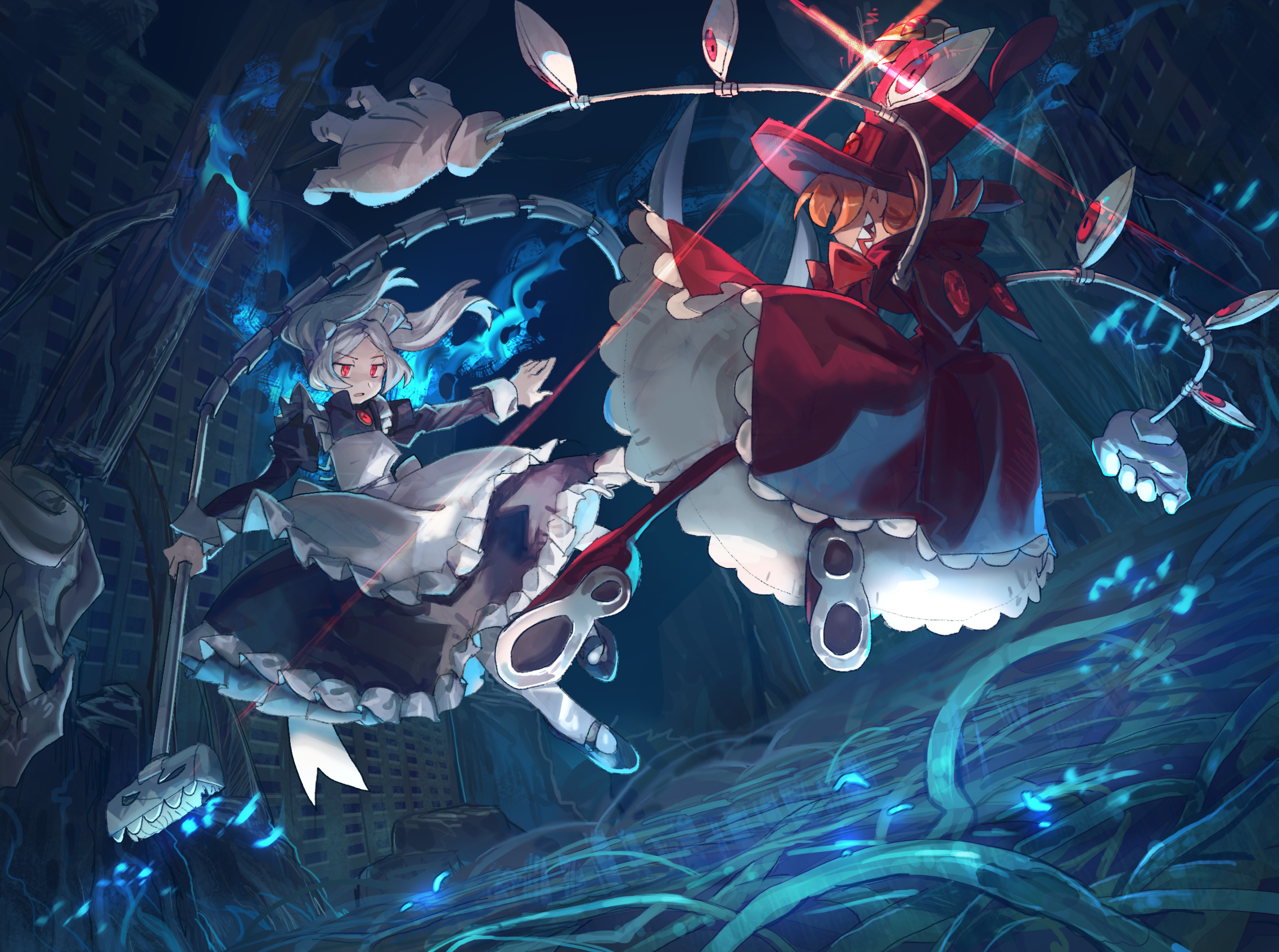 peacock and bloody marie (skullgirls) drawn