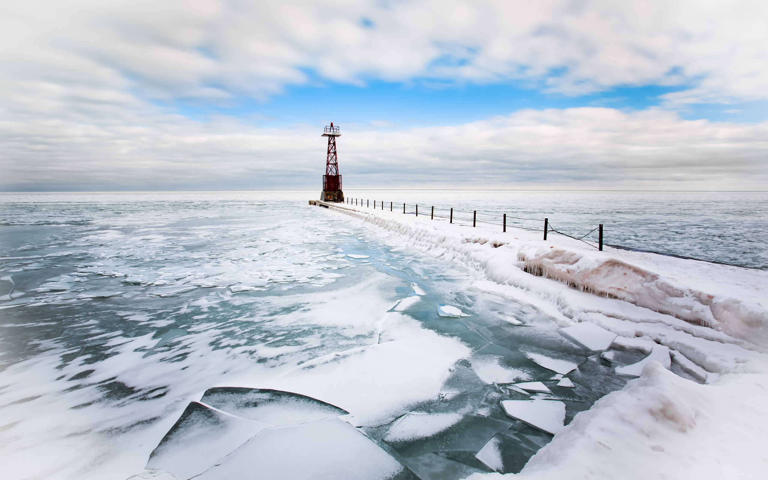 Lighthouse on Winter Sea
