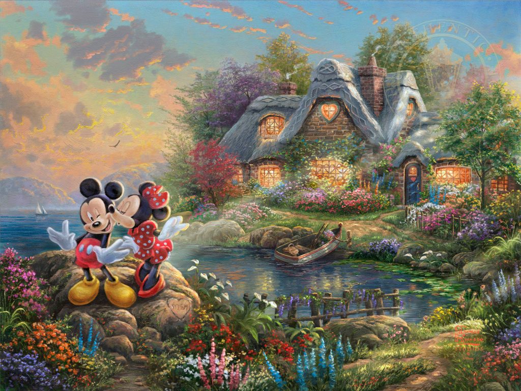 Disney Mickey and Minnie Cove Art by Thomas Kinkade Studios