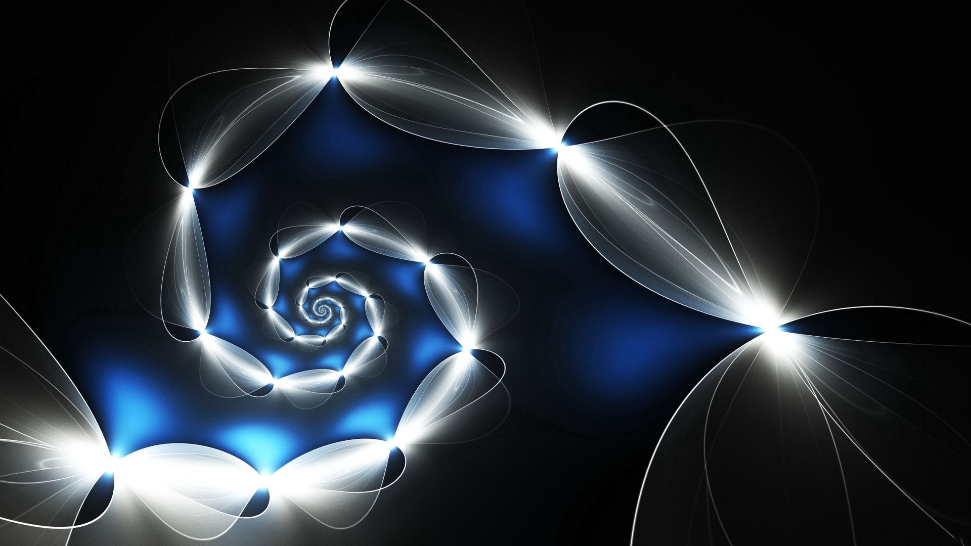 Download wallpaper 1920x1080 tail, scorpion, spiral, shape, light, neon, glitter HD background