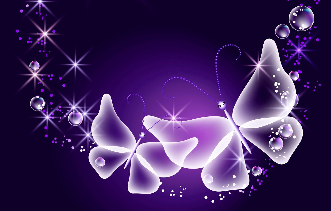 Wallpaper butterfly, abstract, glow, neon, purple, sparkle, butterflies, neon image for desktop, section абстракции
