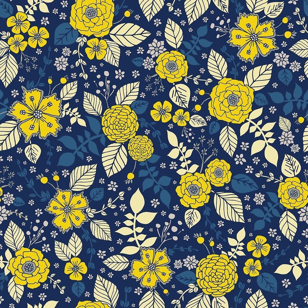 Blue and Yellow Floral Wallpaper Free Blue and Yellow Floral Background