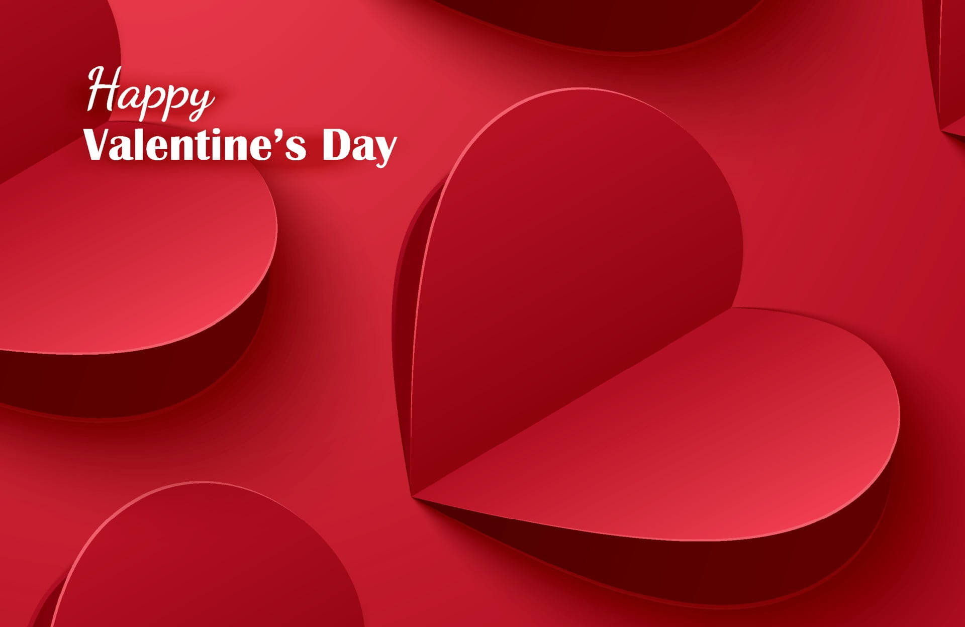 Download Happy Valentine's Day Folded Hearts Wallpaper