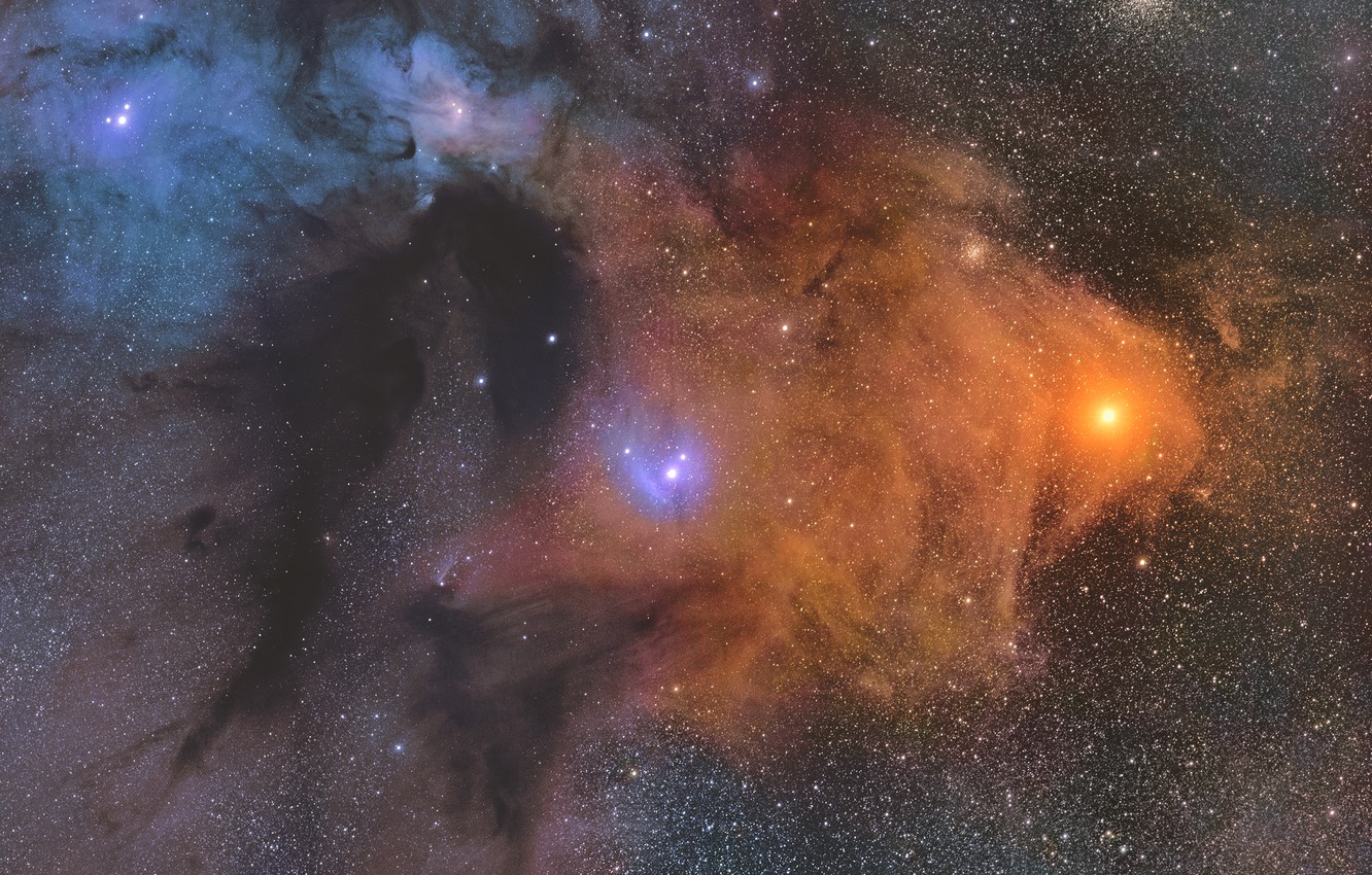 Wallpaper cloud, giant, molecular, Rho Ophiuchi, in the constellation of Ophiuchus image for desktop, section космос