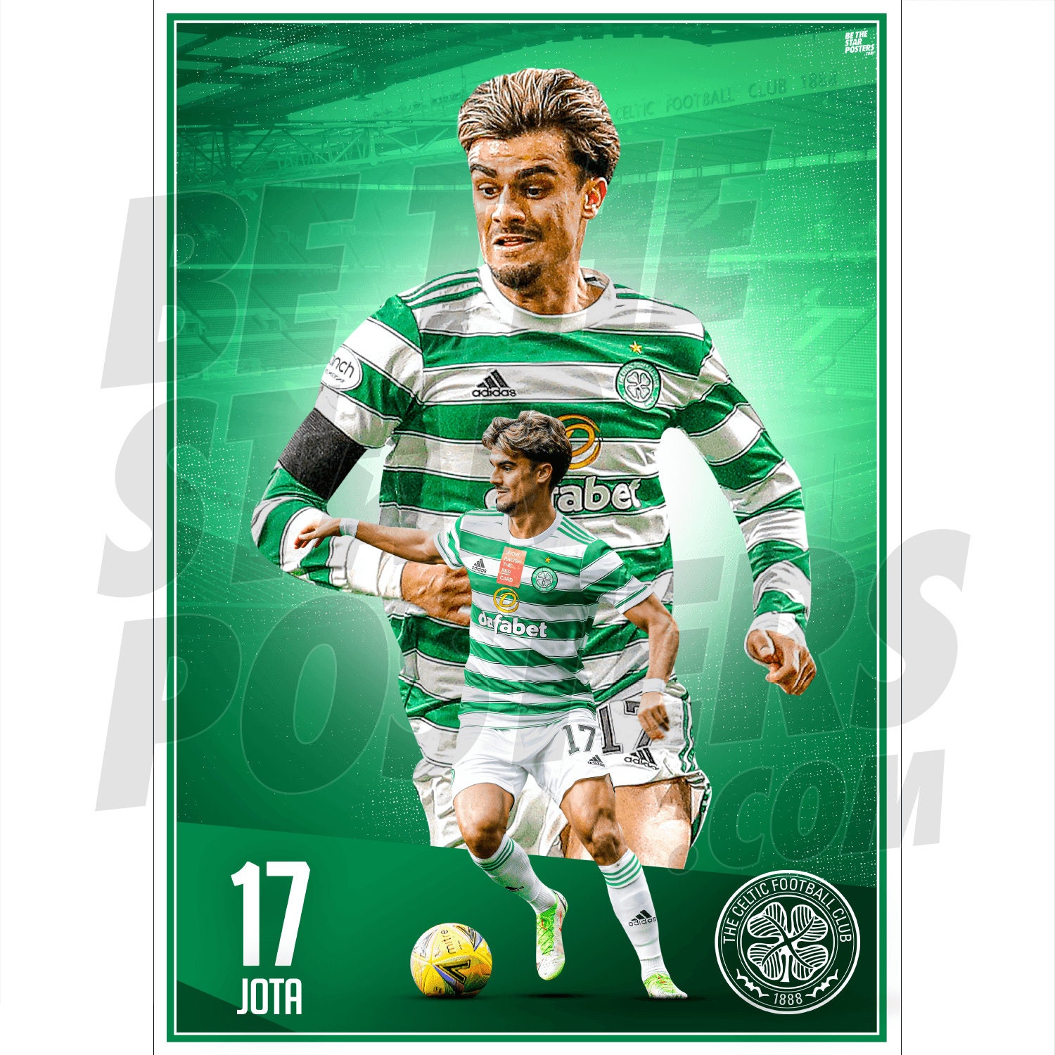 Celtic FC Jota 21 22 Action Poster Officially Licensed