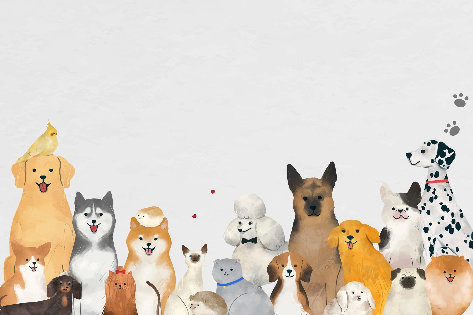 Free Vector. Animal background vector with cute pets illustration