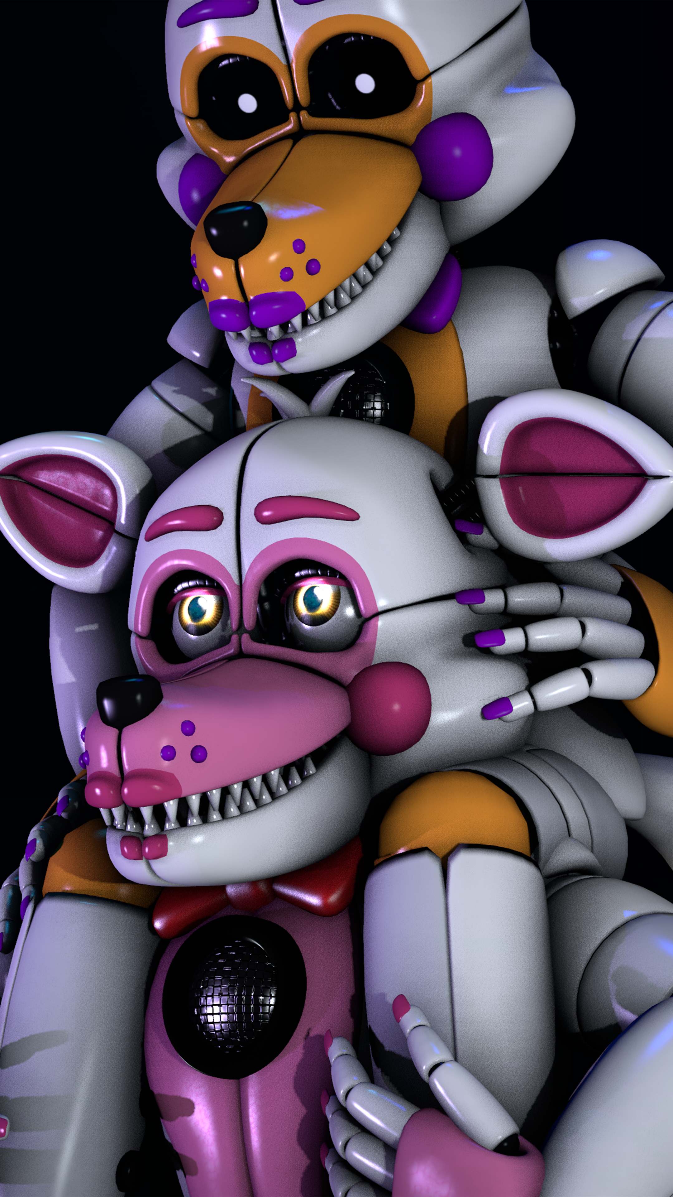 Funtime Foxy and Lolbit (Phone Wallpaper). Fnaf foxy, Fnaf, Fnaf wallpaper