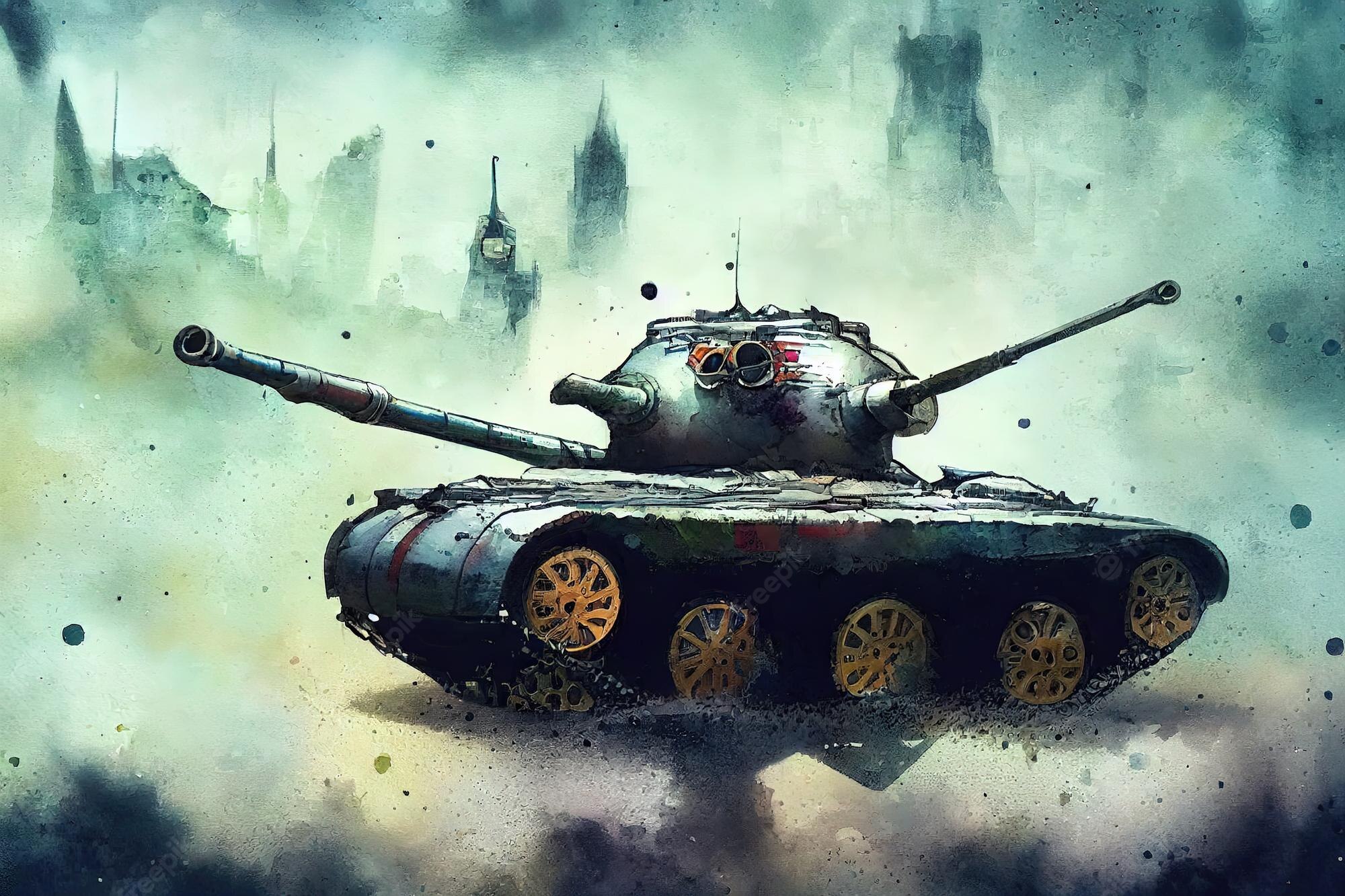 Premium Photo. Tank is in battle in watercolor style firing at the enemy world war huge tank digital art style illustration painting