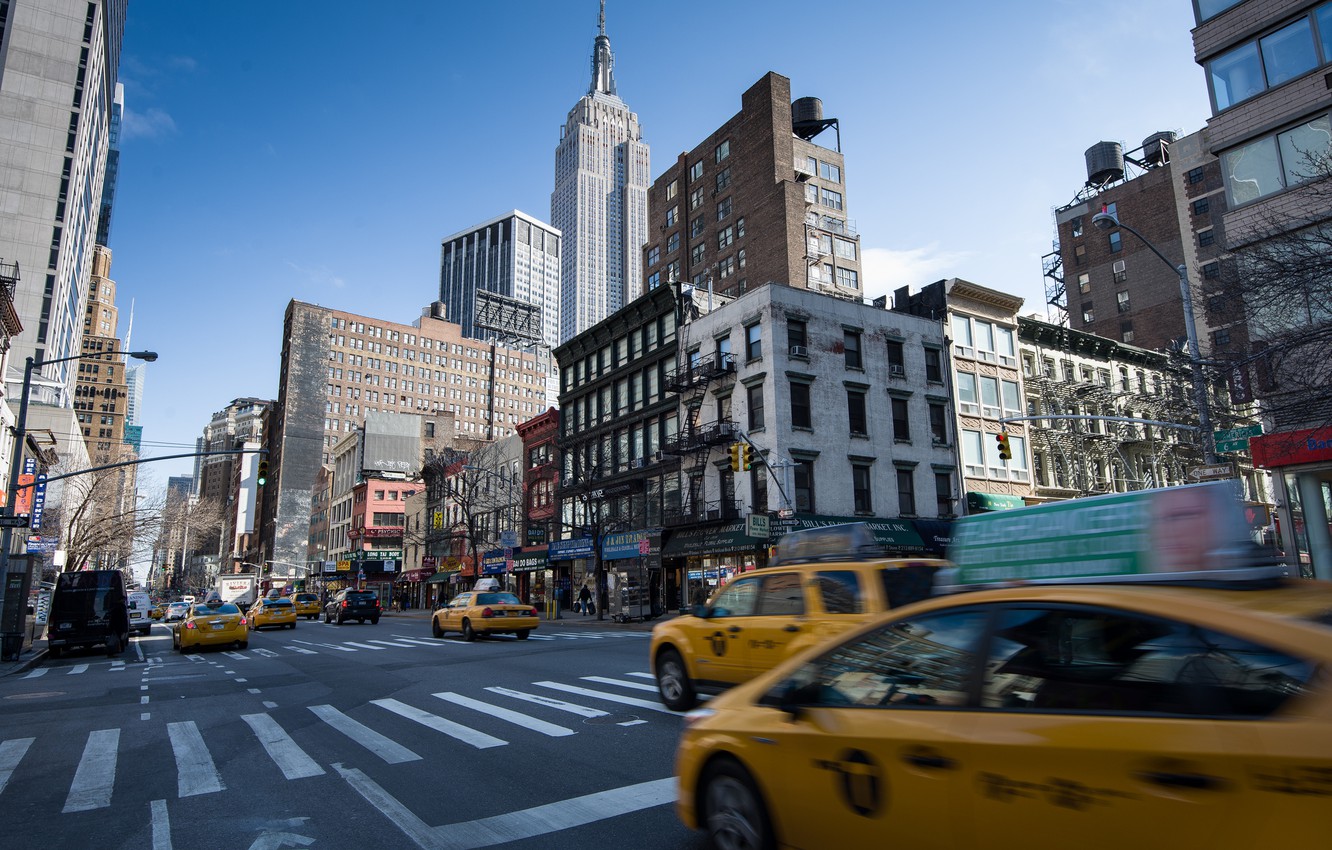 Wallpaper road, the city, street, view, building, home, New York, skyscrapers, taxi, USA, USA, Manhattan, New York, Manhattan, NYC, New York City image for desktop, section город
