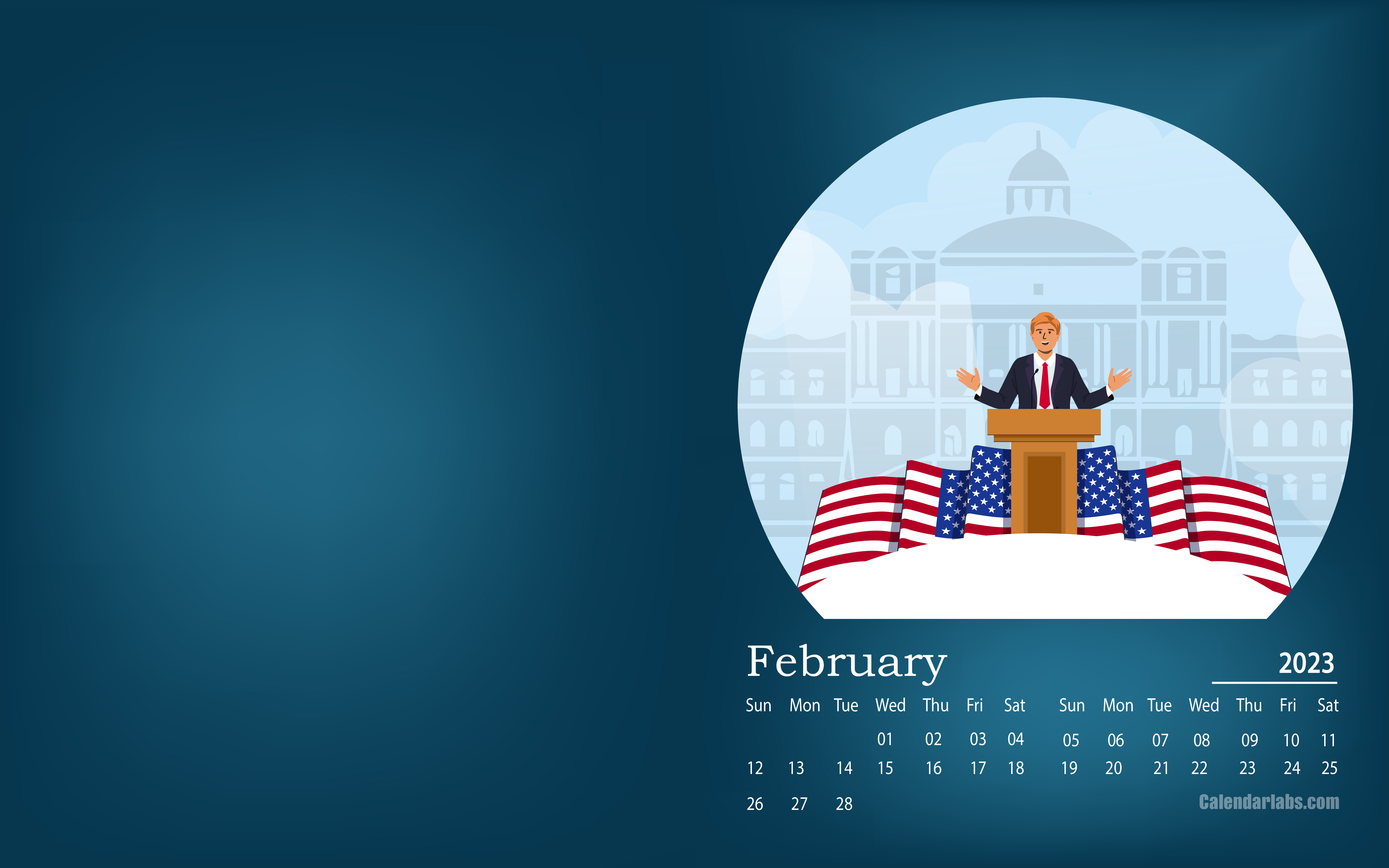 February 2023 Desktop Wallpaper Calendar